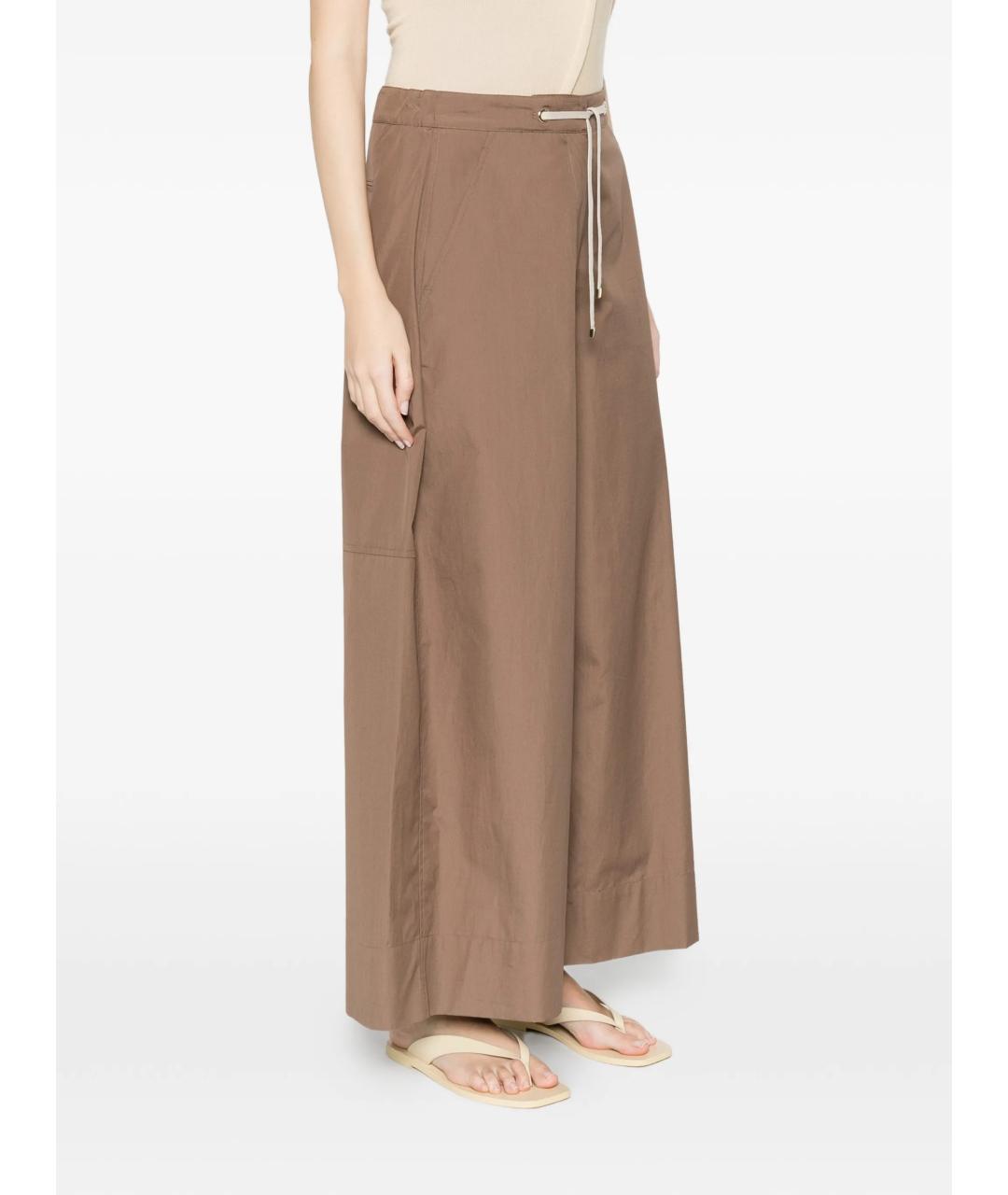 'S MAX MARA Коричневые хлопковые прямые брюки, фото 3