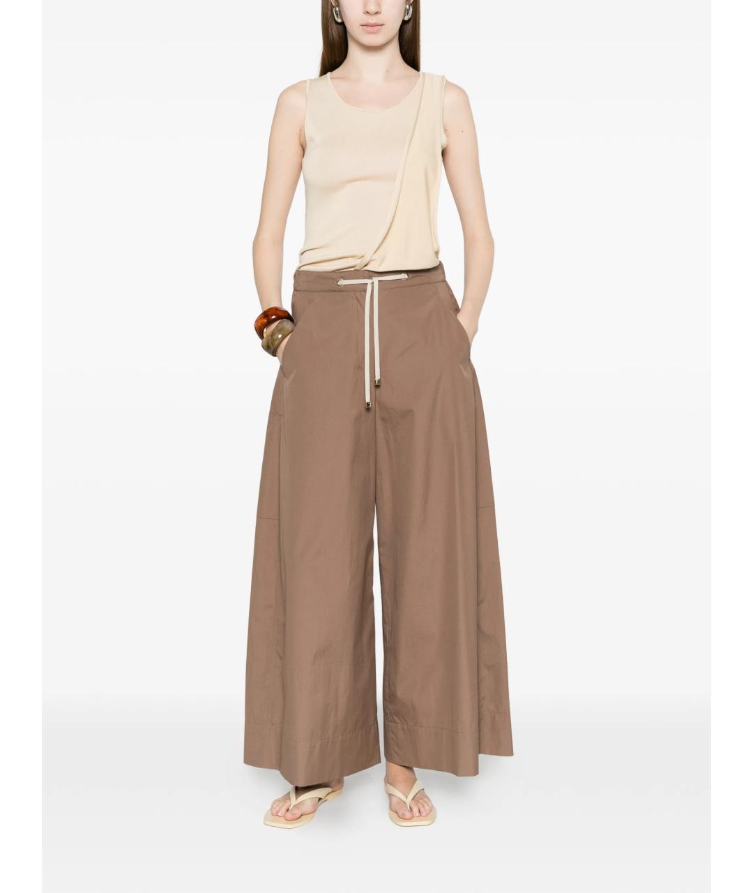 'S MAX MARA Коричневые хлопковые прямые брюки, фото 2
