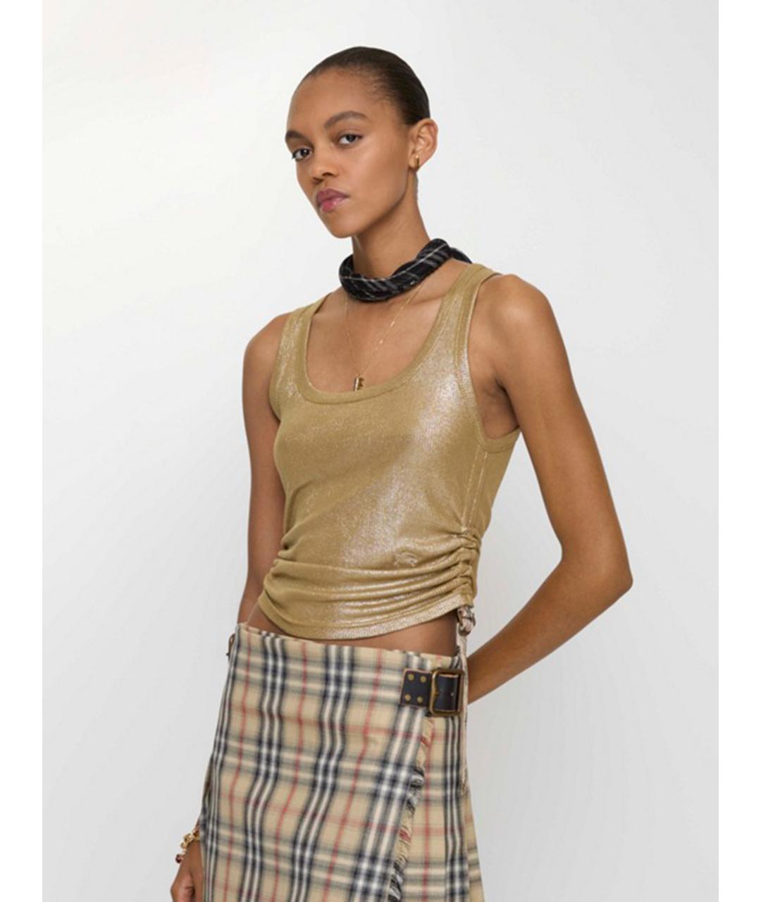 BURBERRY Бежевая вискозная майка, фото 2