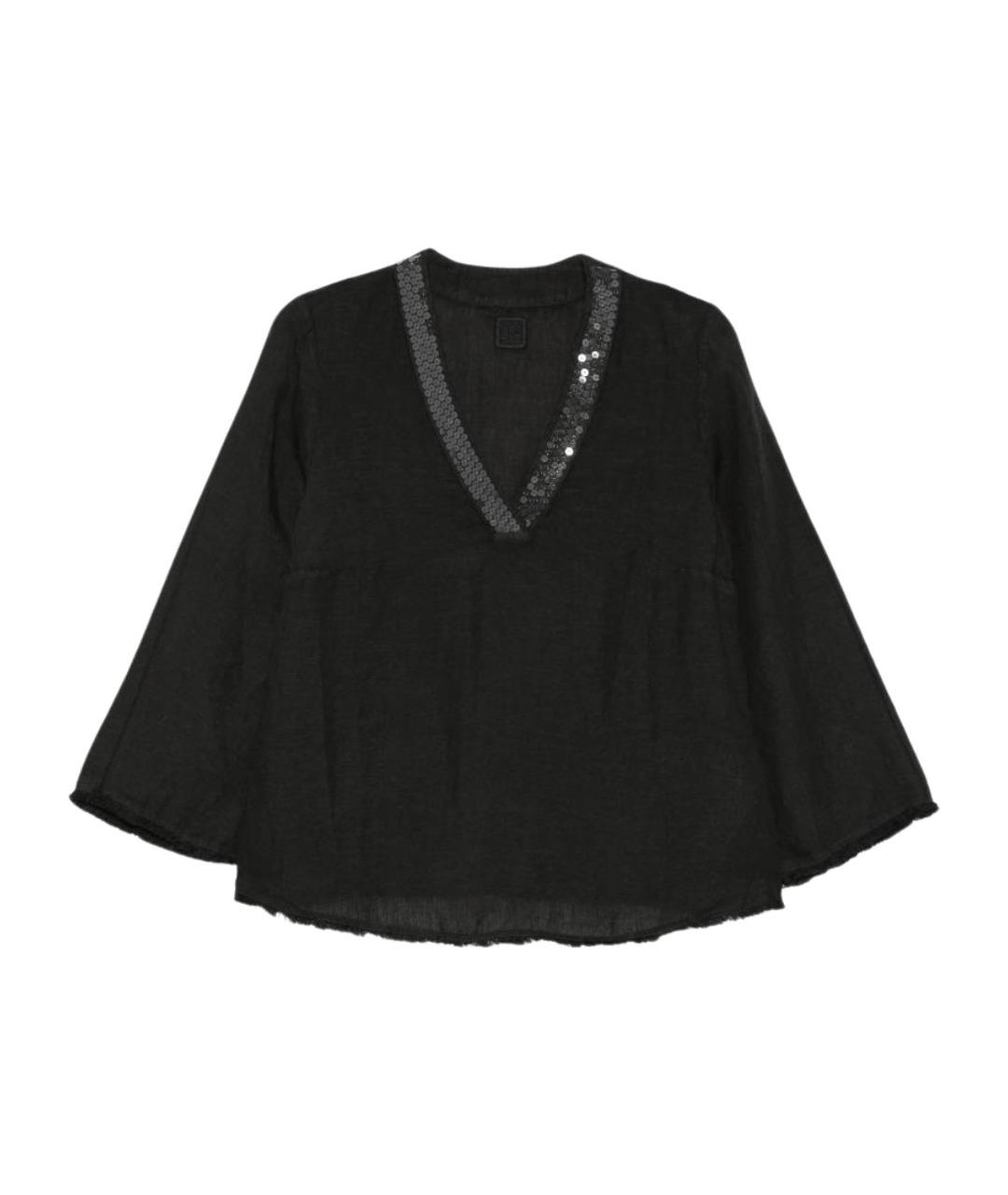 120% LINO Черная льняная блузы, фото 1
