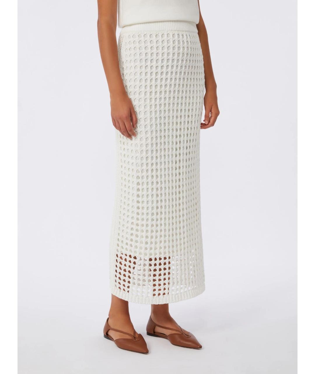 MAX MARA Белая хлопковая юбка макси, фото 3