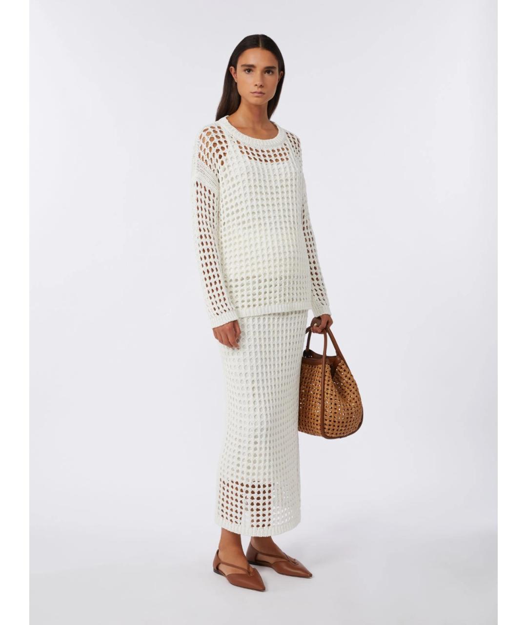 MAX MARA Белая хлопковая юбка макси, фото 2