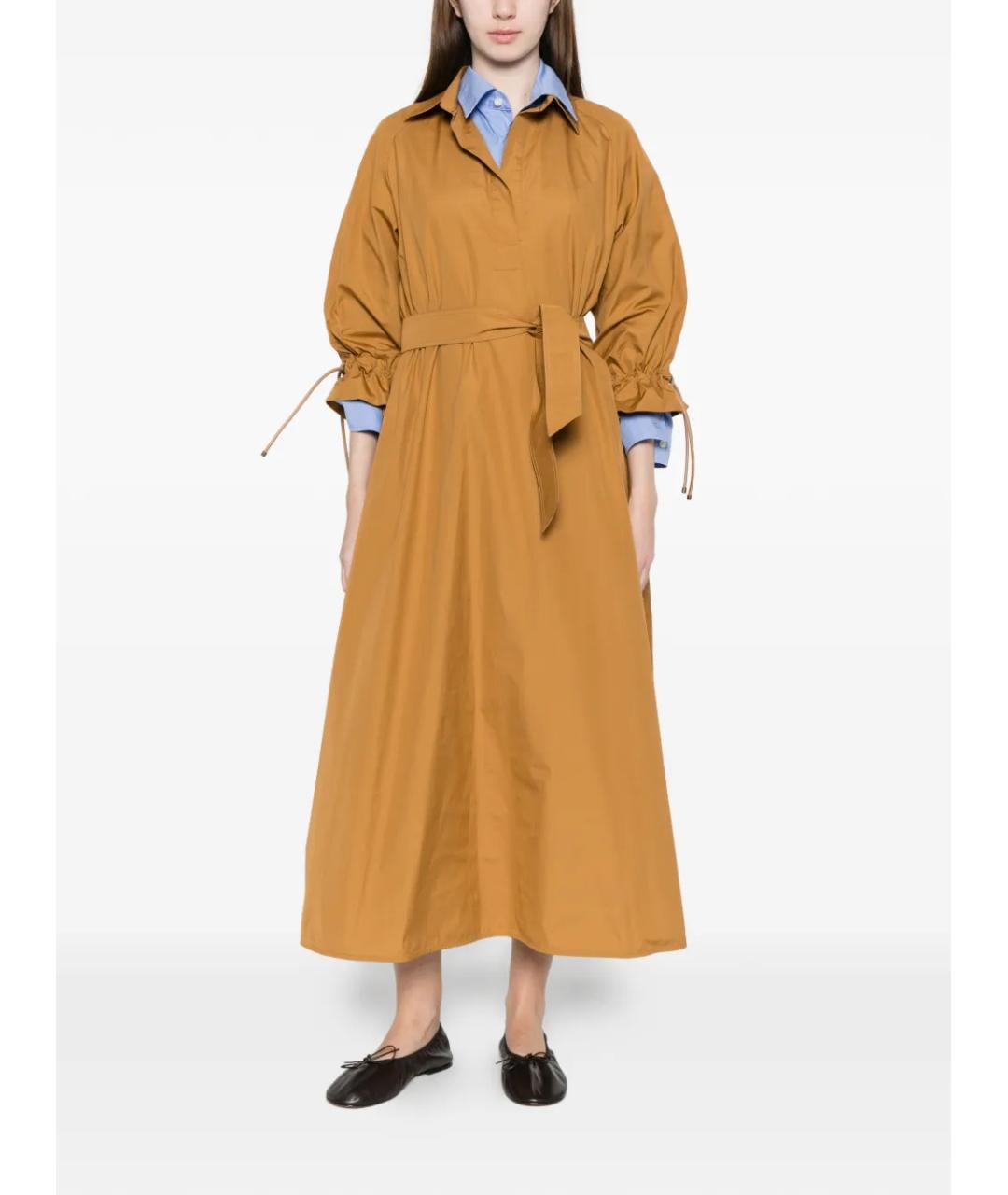 MAX MARA Желтое хлопковое повседневное платье, фото 2