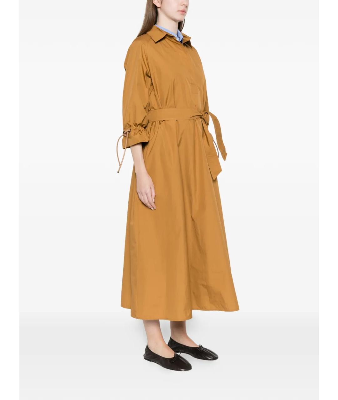 MAX MARA Желтое хлопковое повседневное платье, фото 3