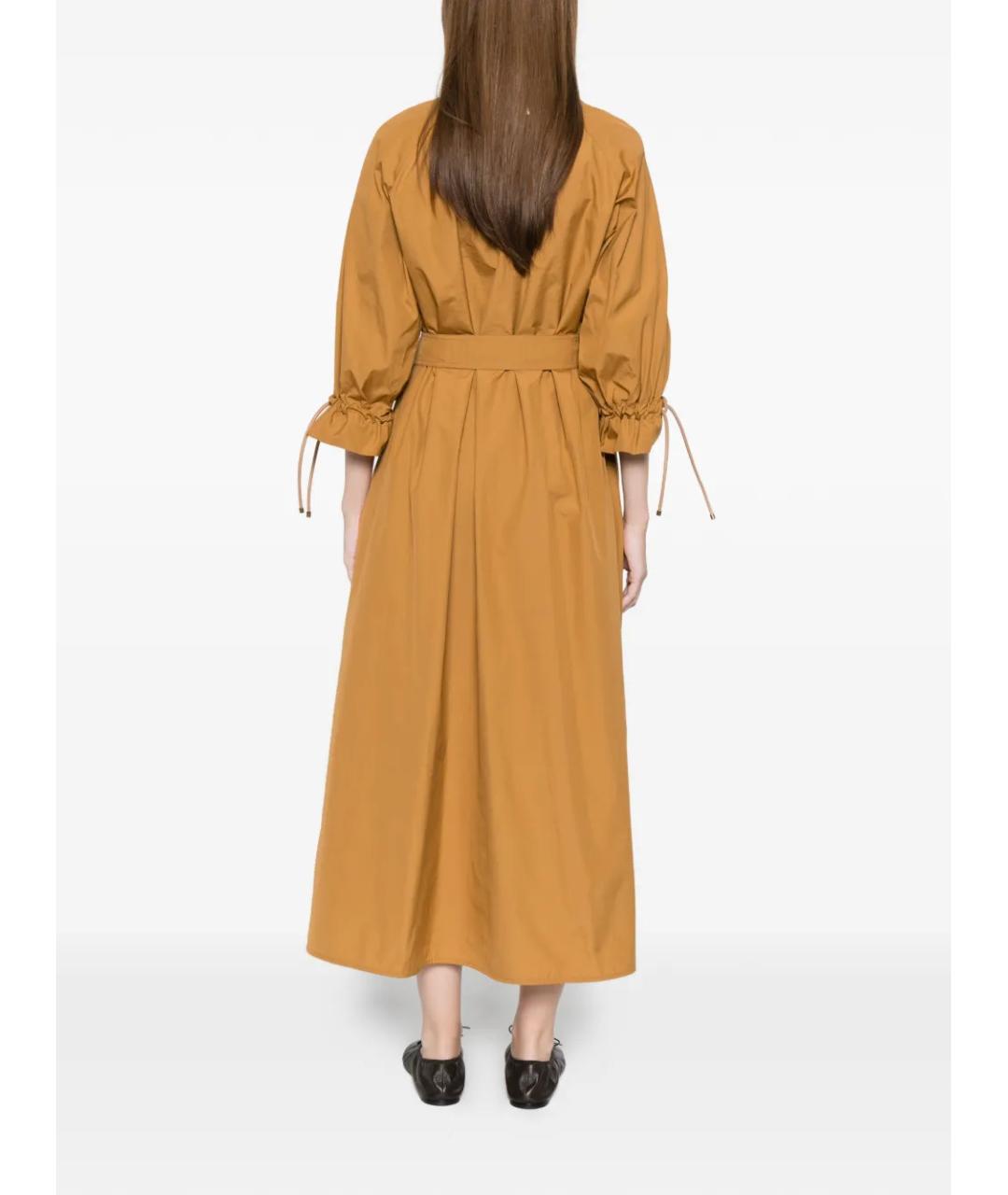 MAX MARA Желтое хлопковое повседневное платье, фото 4