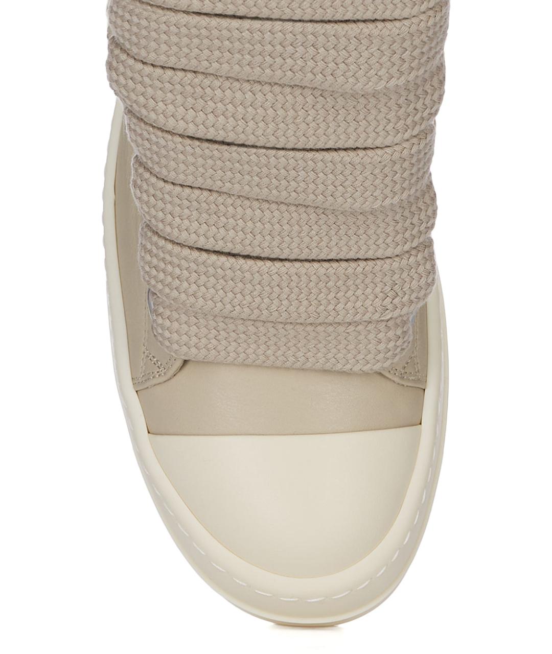 RICK OWENS Бежевые кожаные кеды, фото 5