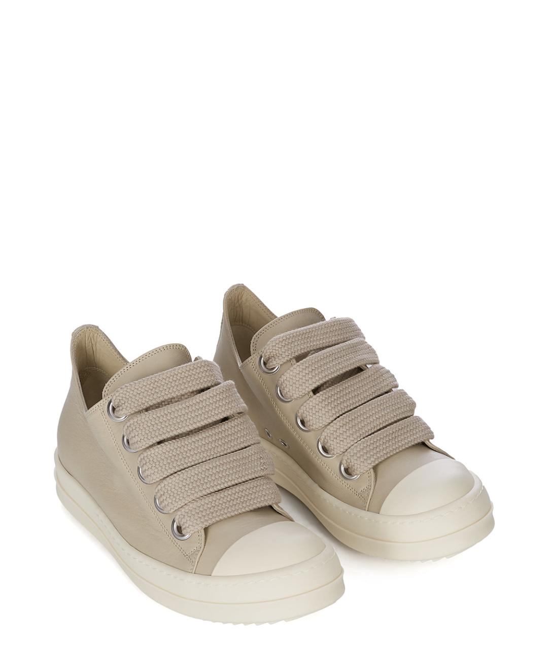 RICK OWENS Бежевые кожаные кеды, фото 6