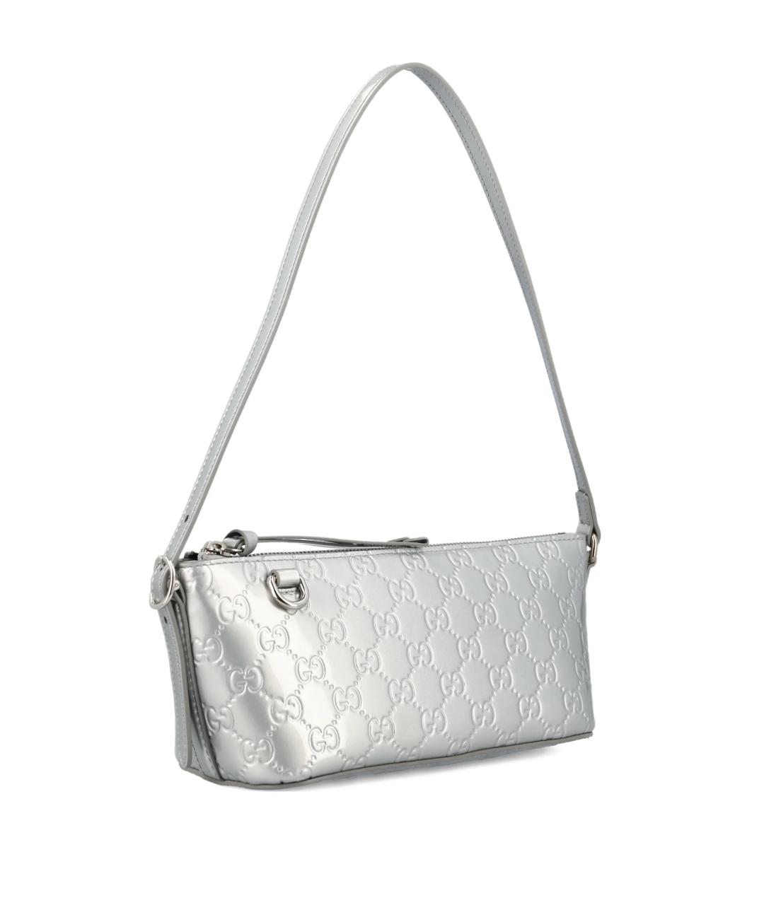 GUCCI Серебряная кожаная сумка через плечо, фото 3