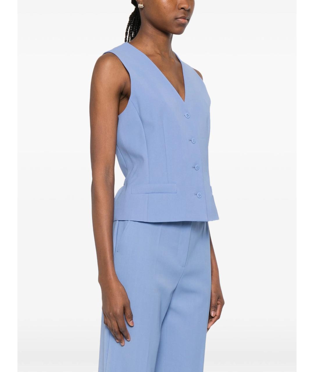 MAX MARA STUDIO Голубой шерстяной жилет, фото 3