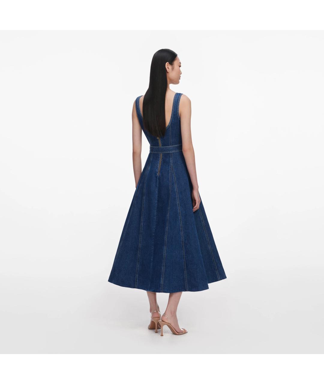 SELF-PORTRAIT Синее хлопковое повседневное платье, фото 3