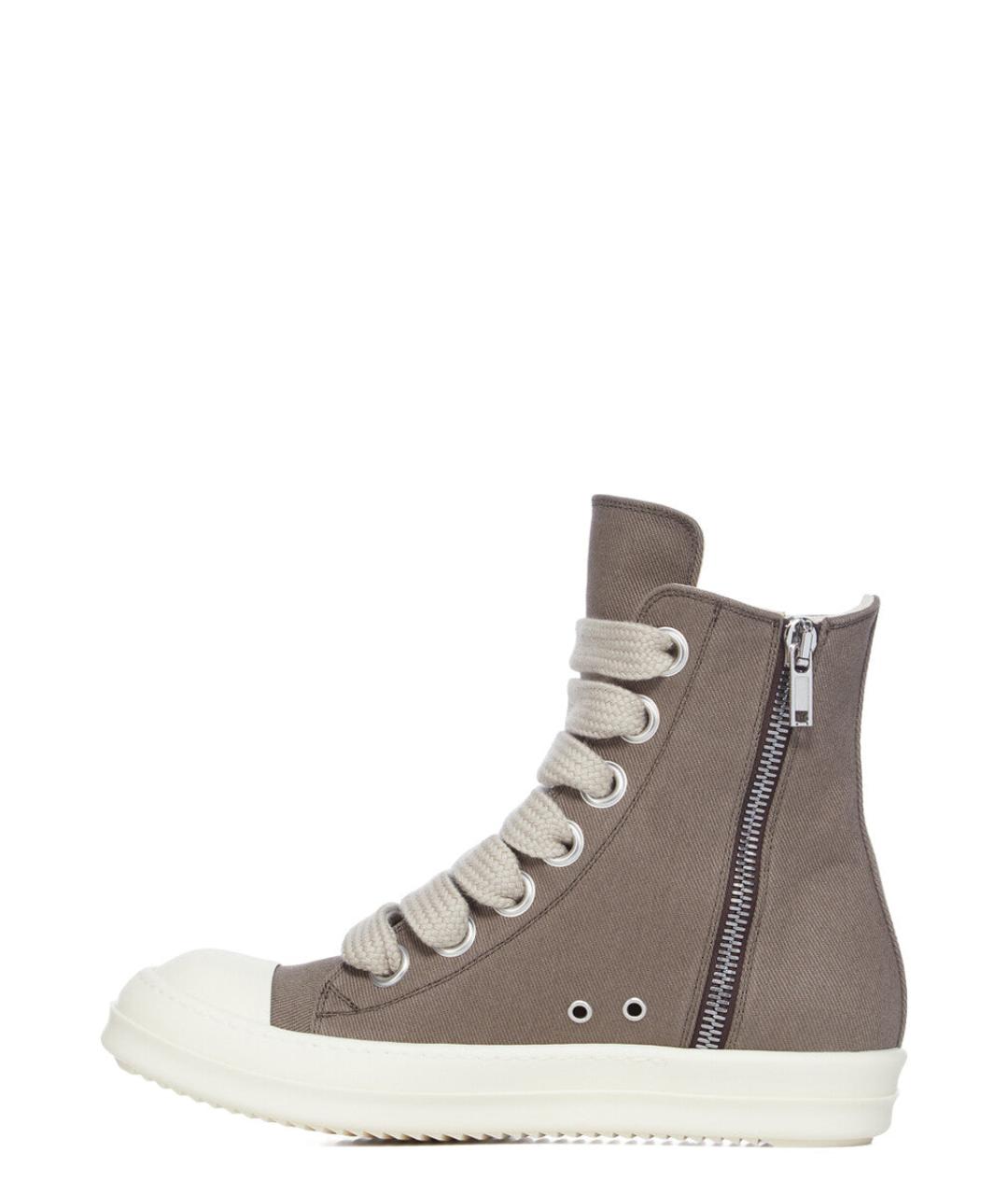 RICK OWENS DRKSHDW Серые текстильные высокие кроссовки / кеды, фото 4