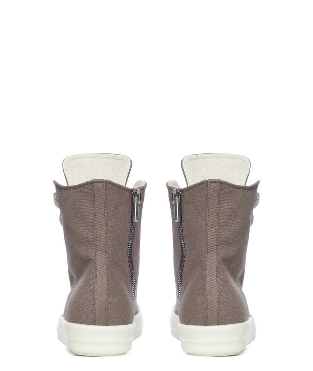 RICK OWENS DRKSHDW Серые текстильные высокие кроссовки / кеды, фото 5
