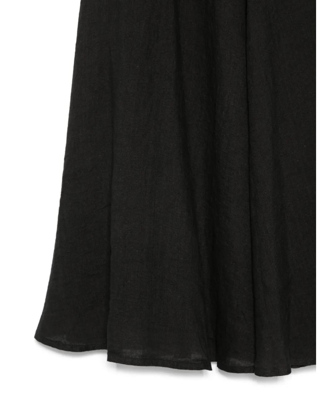 120% LINO Черная льняная юбка миди, фото 3