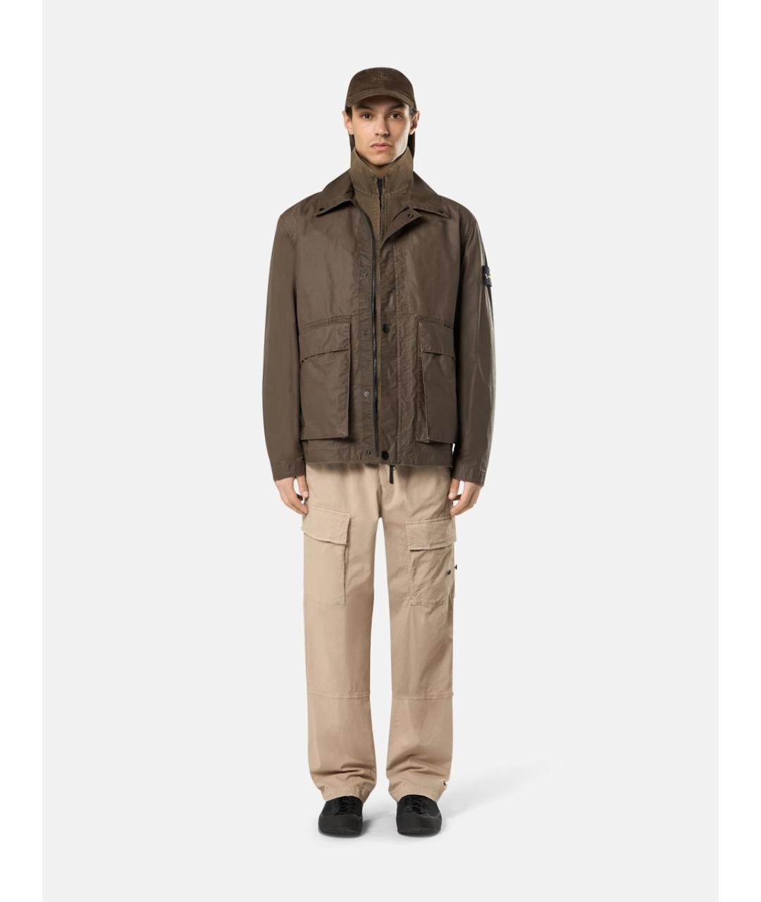 STONE ISLAND Коричневая полиэстеровая куртка, фото 2