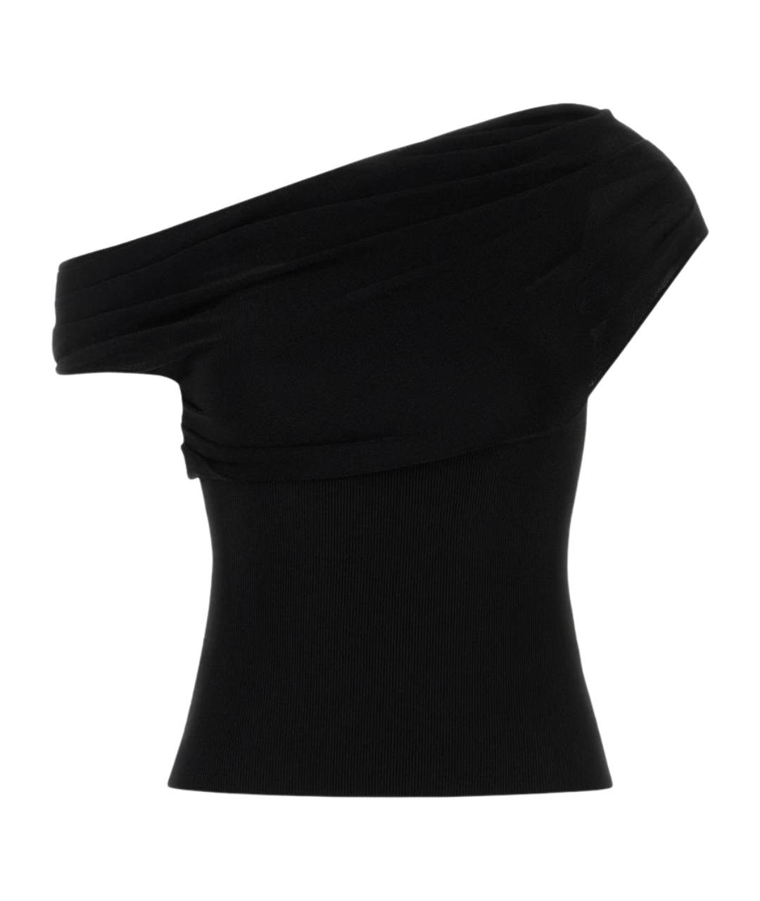 SELF-PORTRAIT Черная вискозная футболка, фото 1