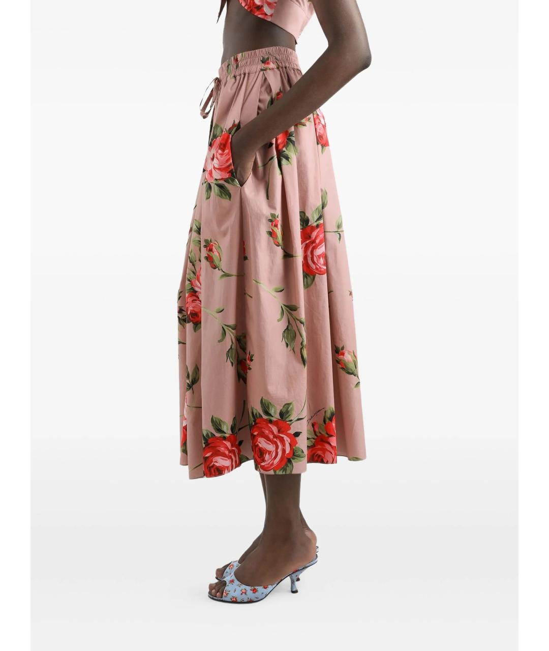 DOLCE&GABBANA Розовая хлопковая юбка миди, фото 4