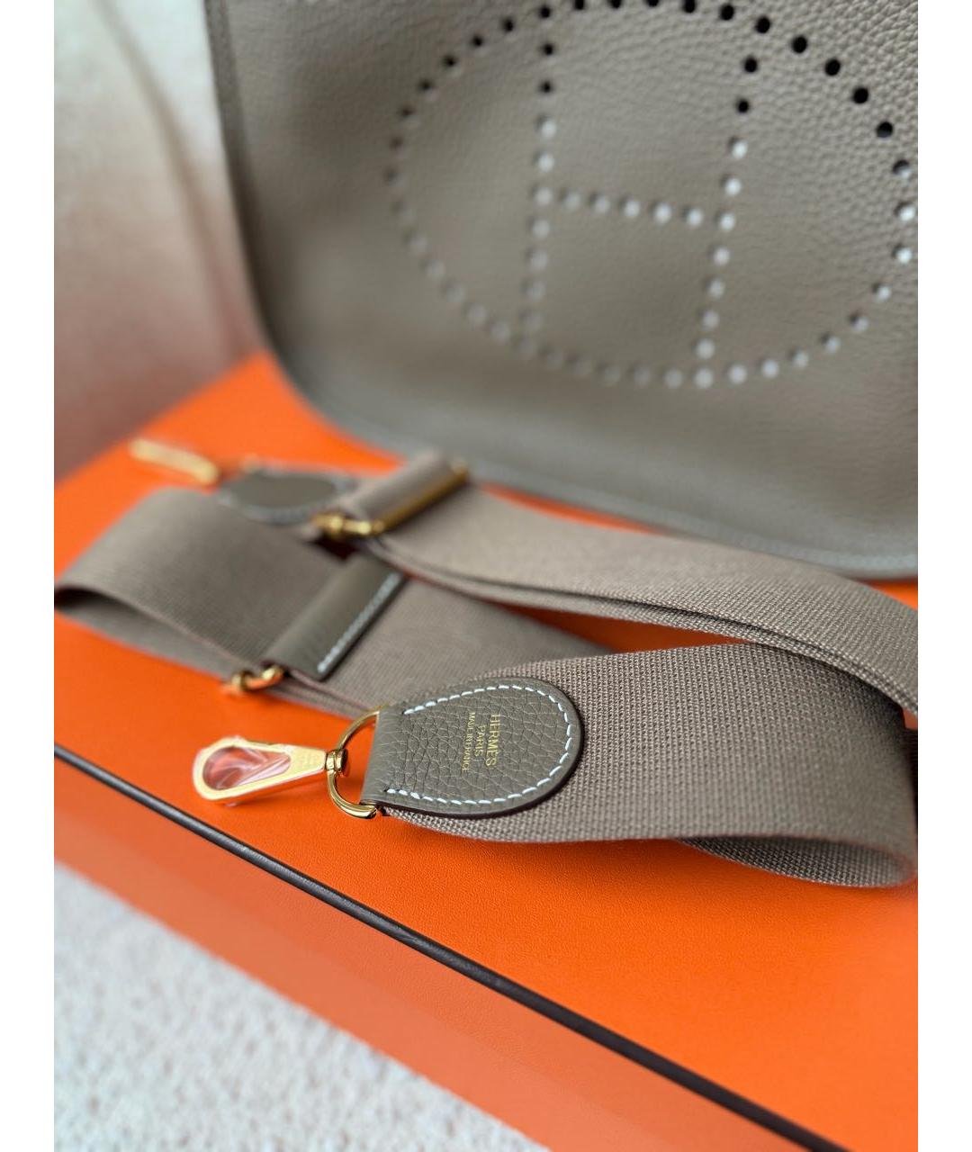 HERMES Бежевая кожаная сумка через плечо, фото 3