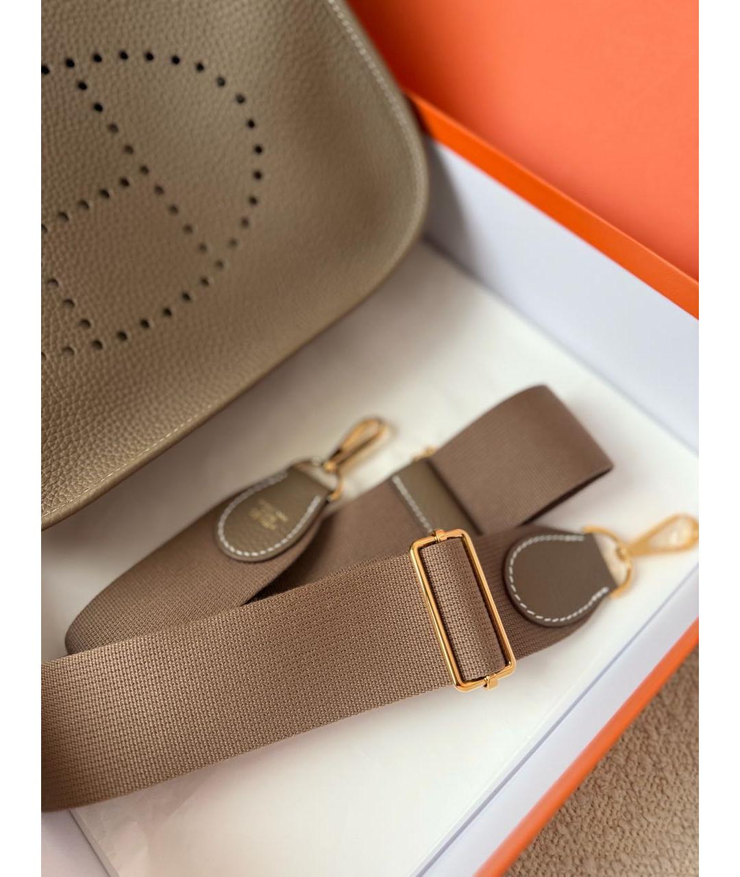 HERMES Бежевая кожаная сумка через плечо, фото 5