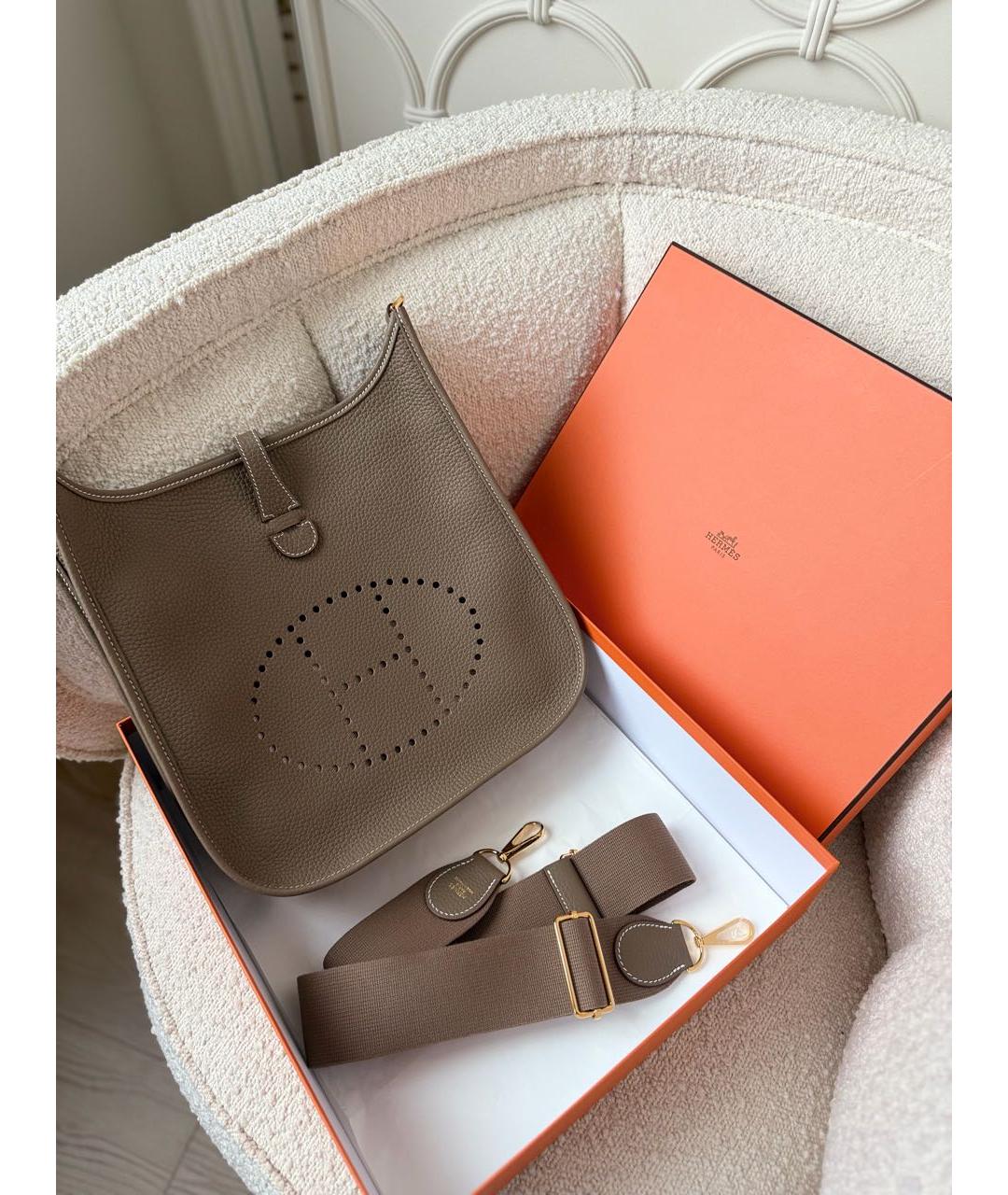 HERMES Бежевая кожаная сумка через плечо, фото 6