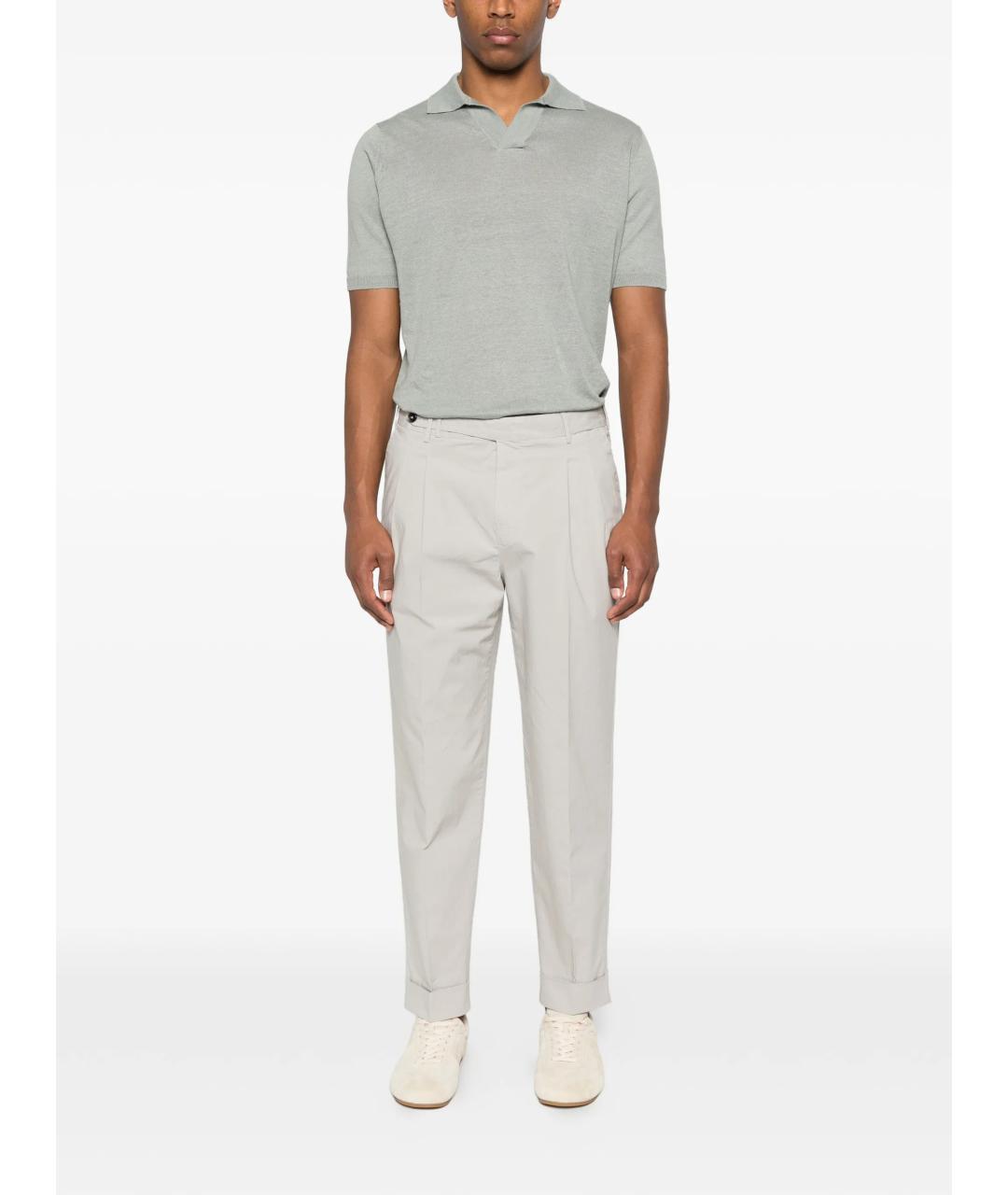 LARDINI Зеленые хлопко-леновое поло с коротким рукавом, фото 2