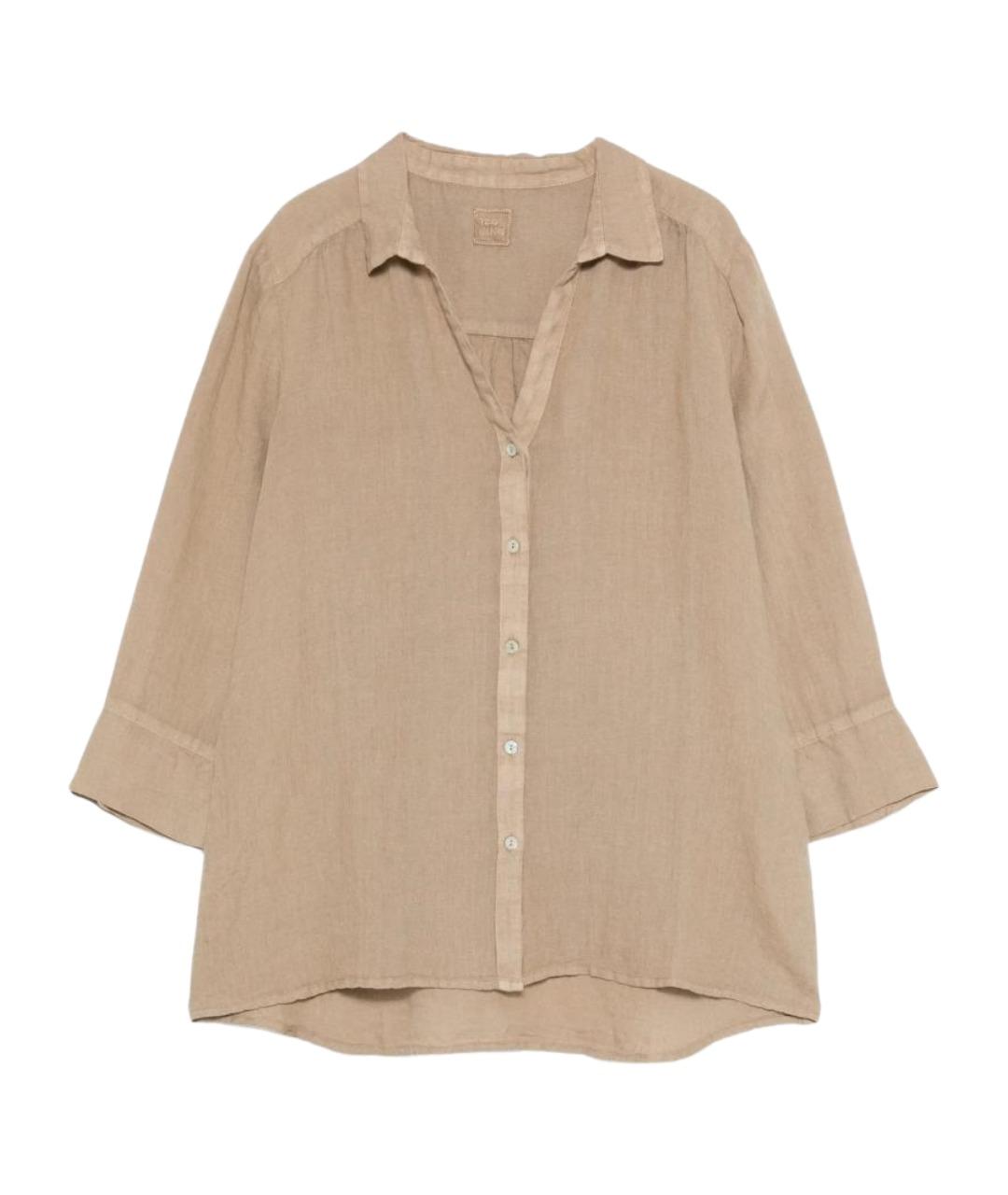 120% LINO Бежевая льняная рубашка, фото 1