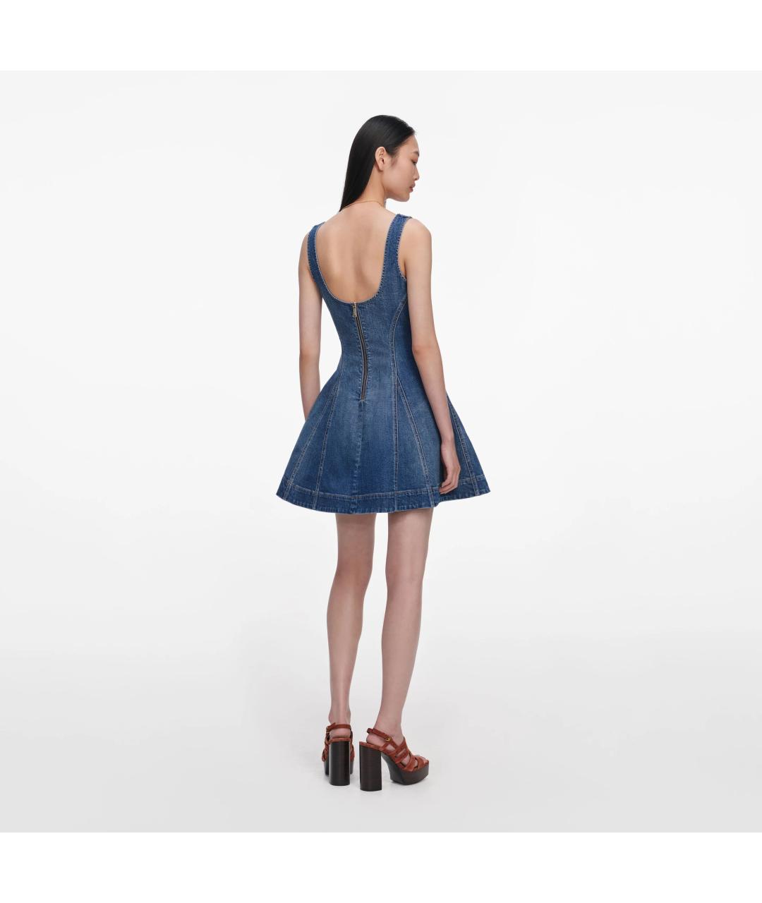 SELF-PORTRAIT Синее хлопковое повседневное платье, фото 3