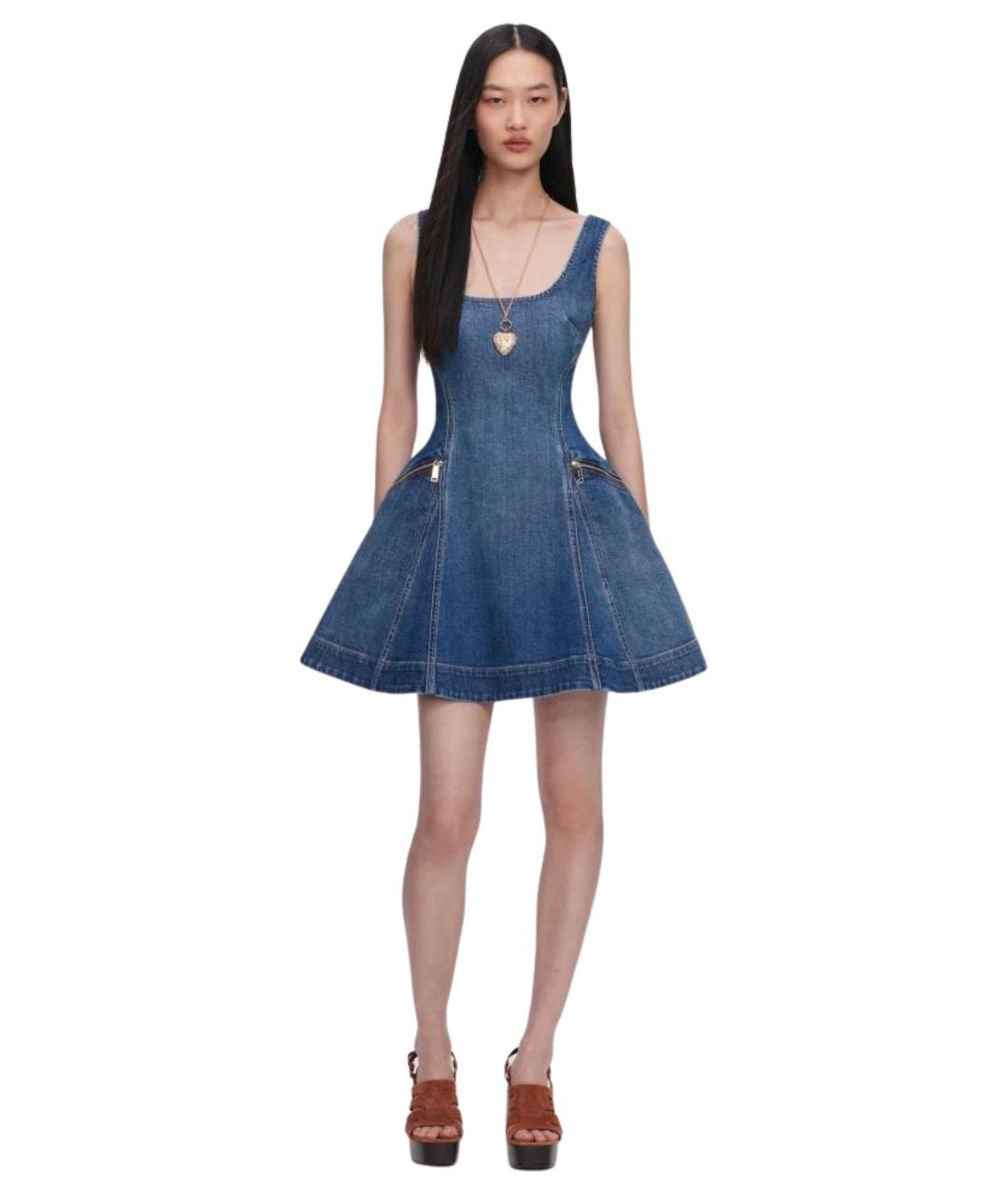 SELF-PORTRAIT Синее хлопковое повседневное платье, фото 1