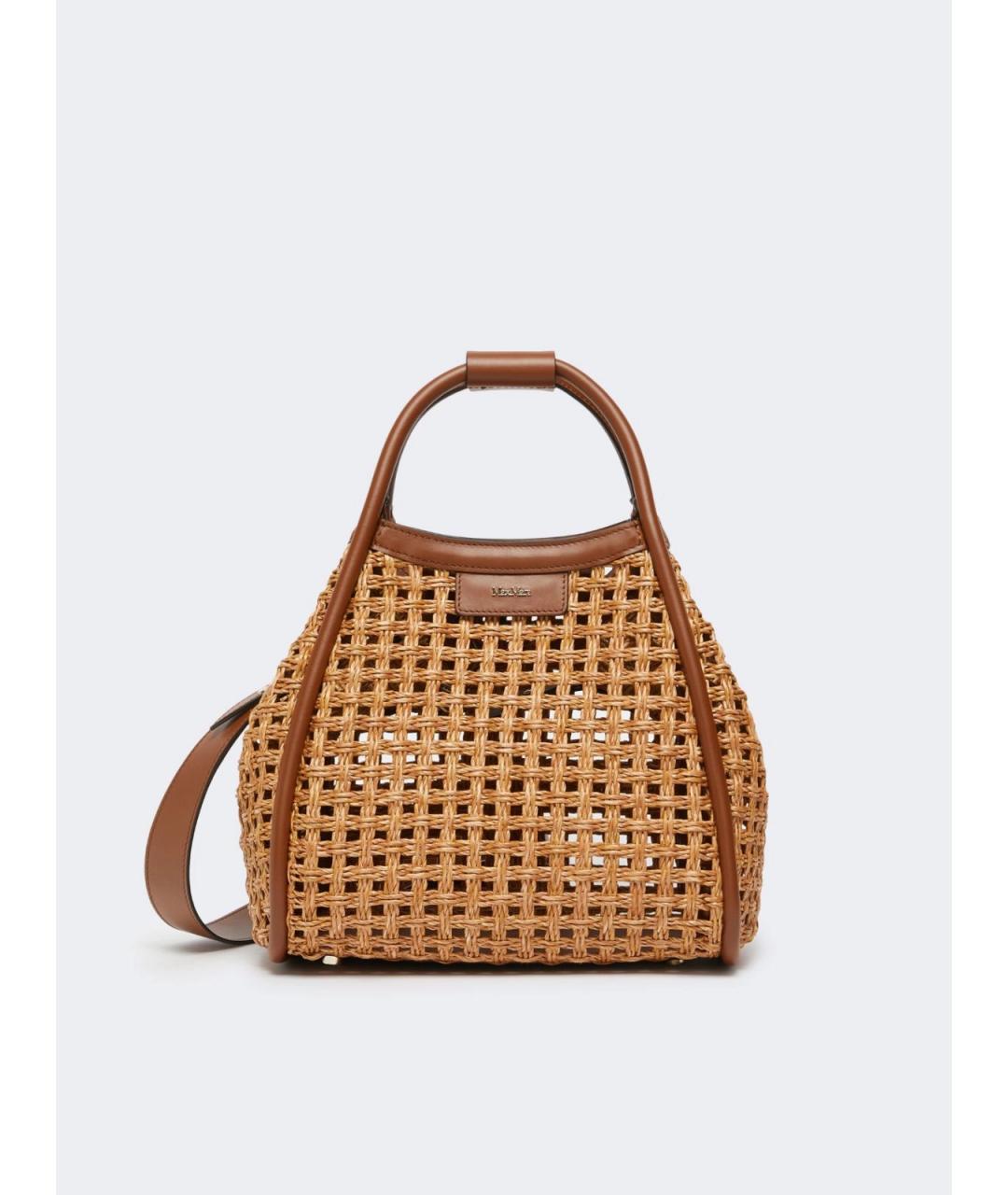 MAX MARA Коричневая пелетеная сумка тоут, фото 5