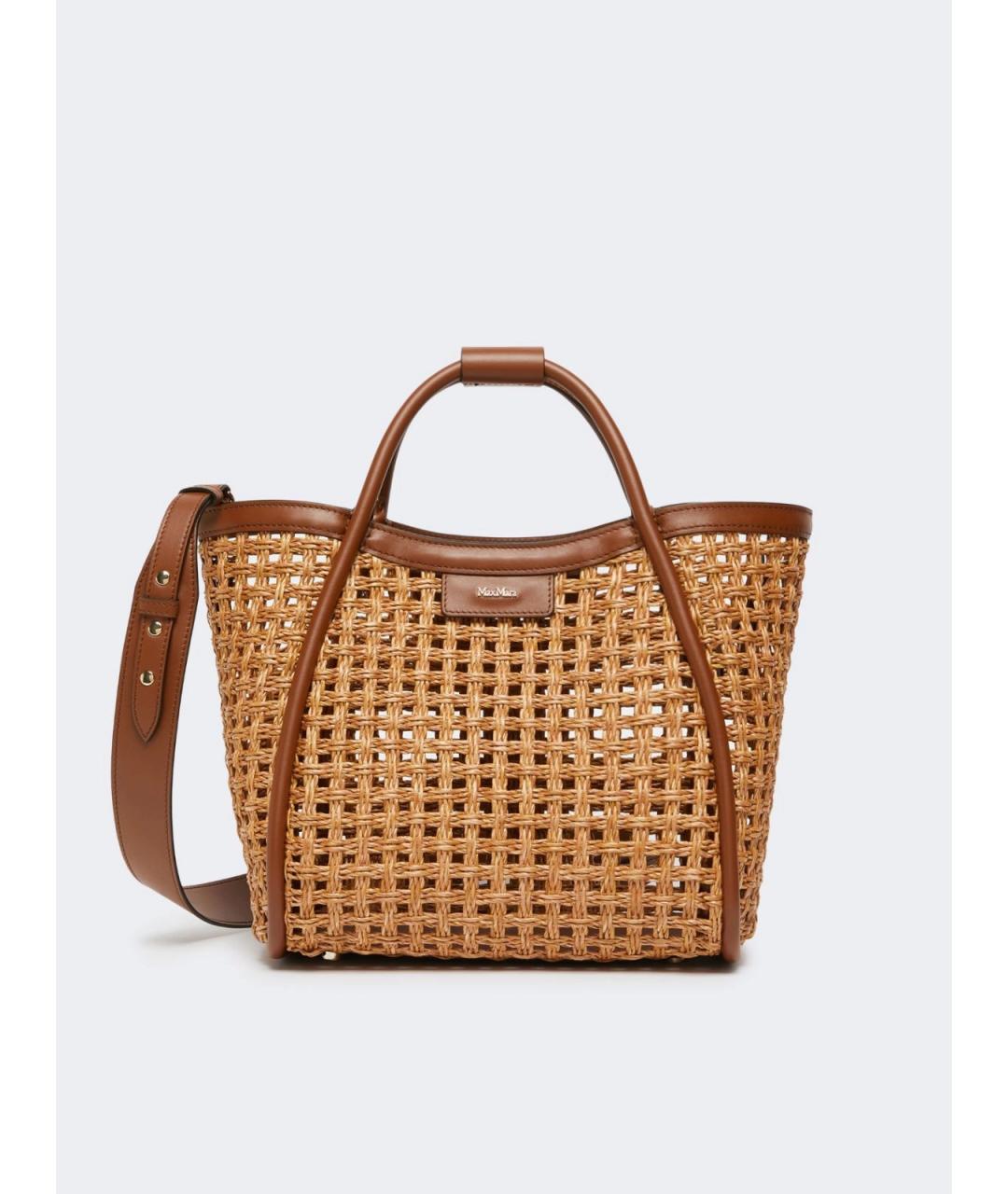 MAX MARA Коричневая пелетеная сумка тоут, фото 7