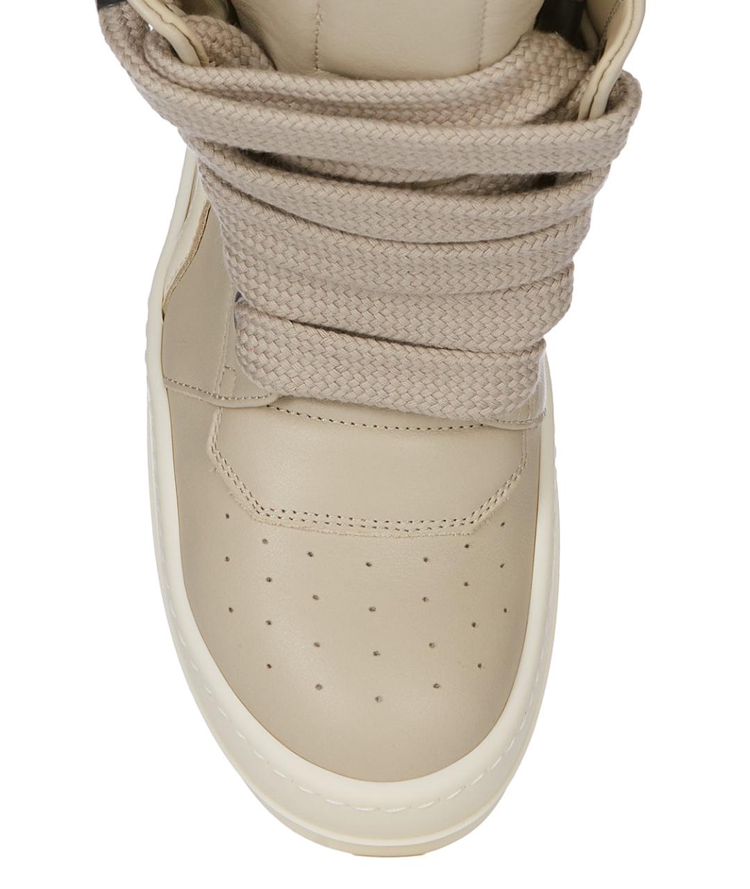 RICK OWENS Бежевые кожаные кеды, фото 6