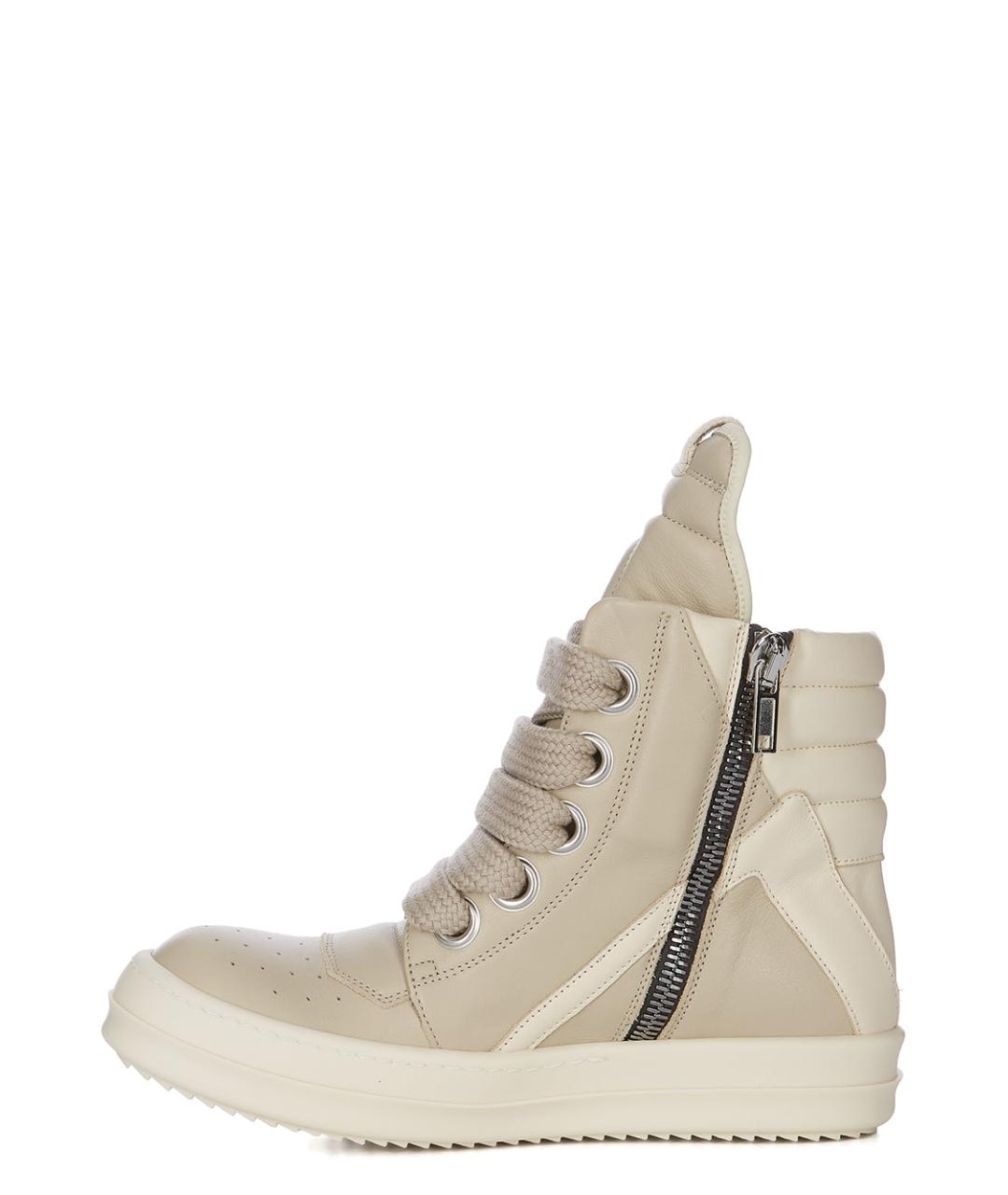 RICK OWENS Бежевые кожаные кеды, фото 4