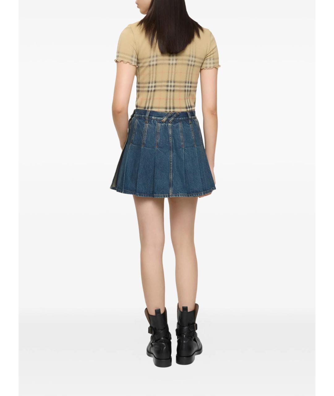 BURBERRY Синяя хлопковая юбка мини, фото 3