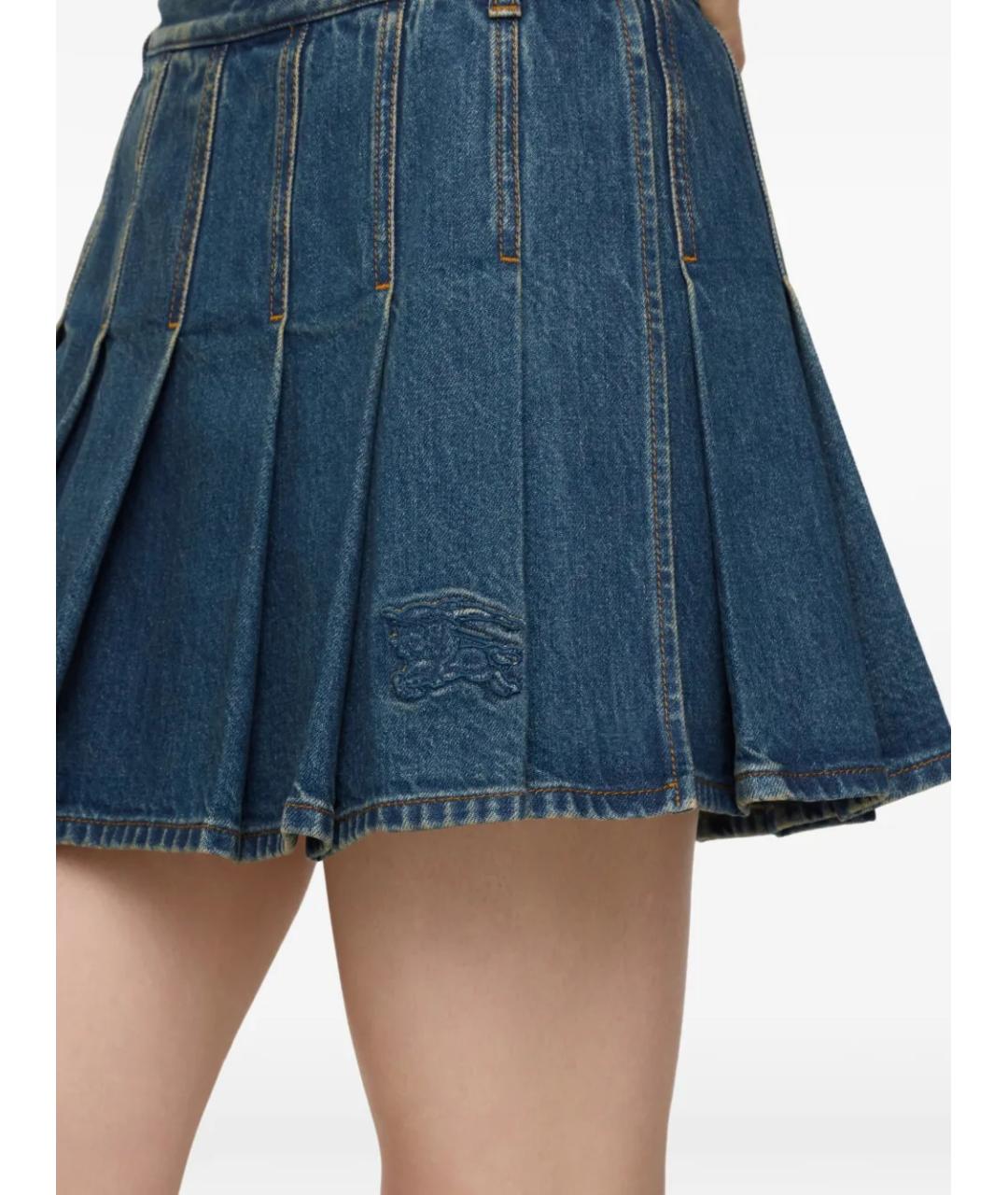 BURBERRY Синяя хлопковая юбка мини, фото 4