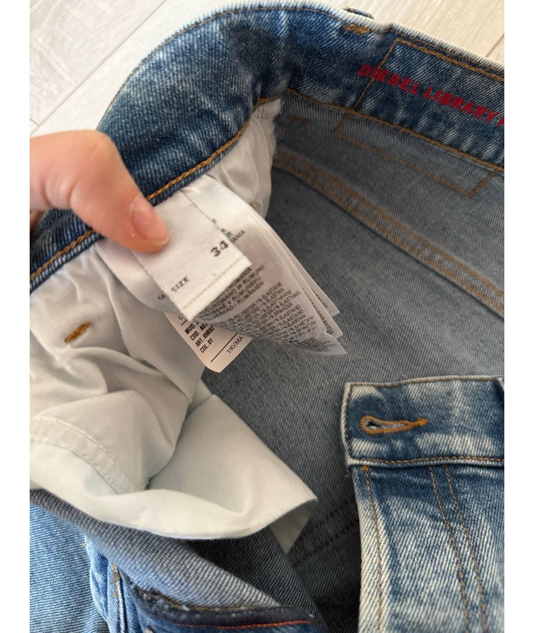 DIESEL Голубые хлопко-эластановые джинсы скинни, фото 4