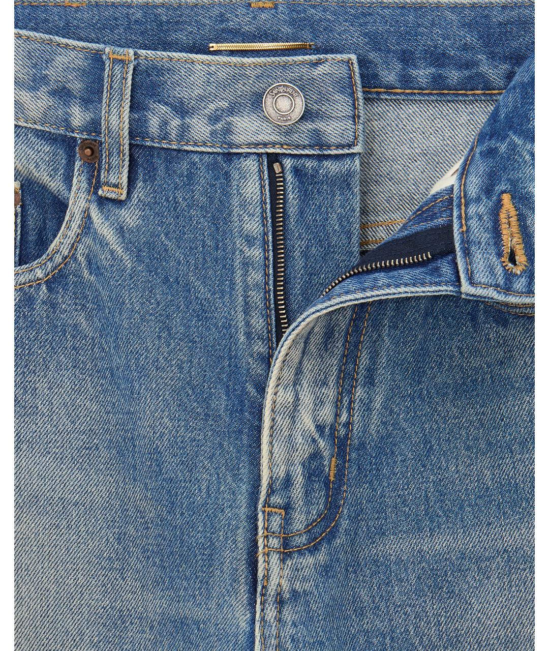 SAINT LAURENT Синие хлопковые прямые джинсы, фото 4