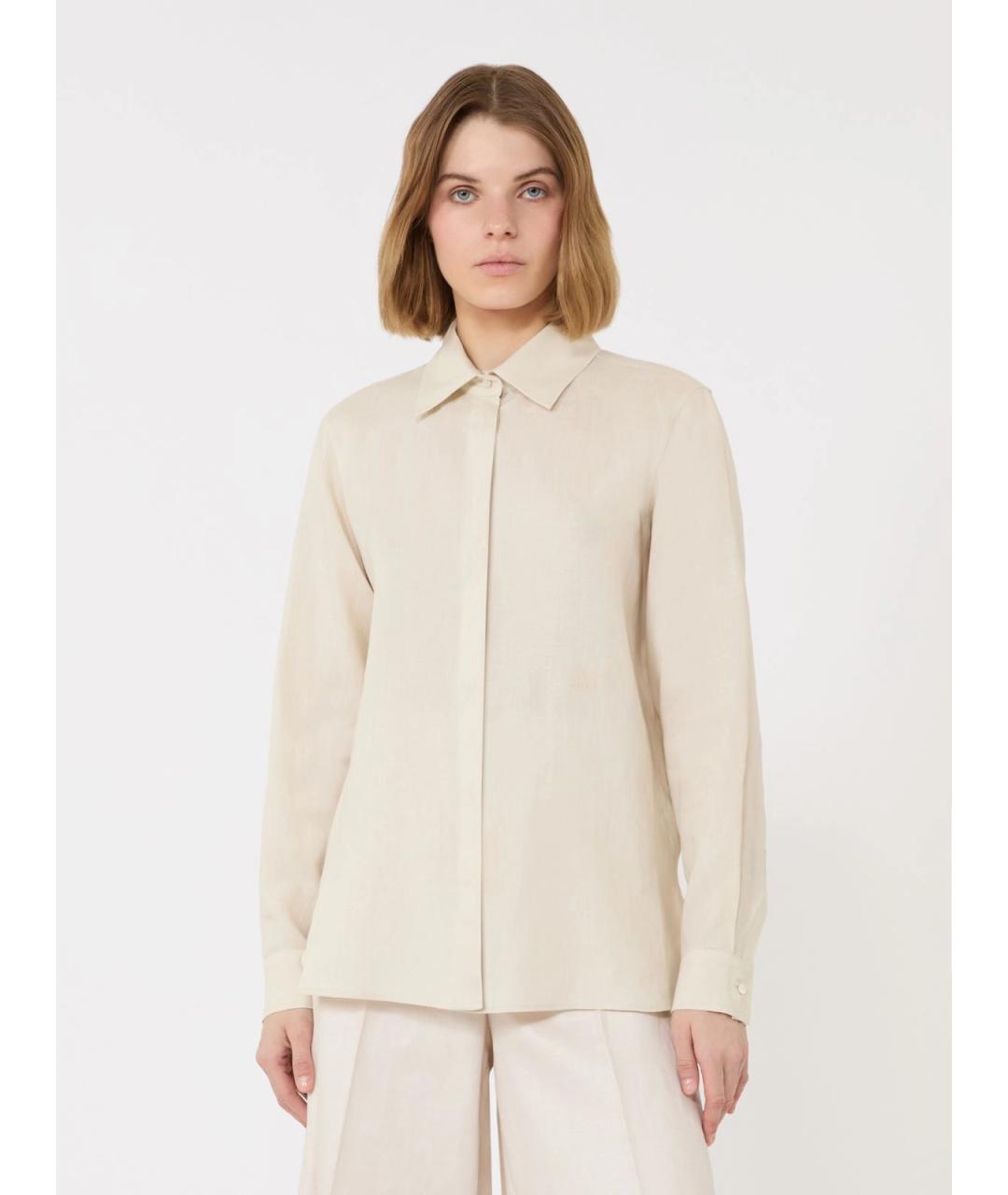 MAX MARA Бежевая льняная рубашка, фото 3