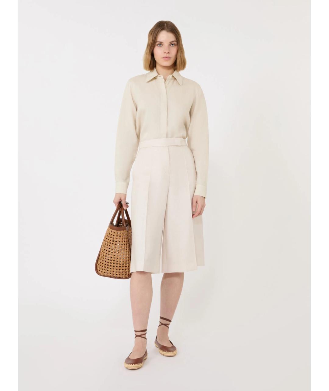 MAX MARA Бежевая льняная рубашка, фото 2