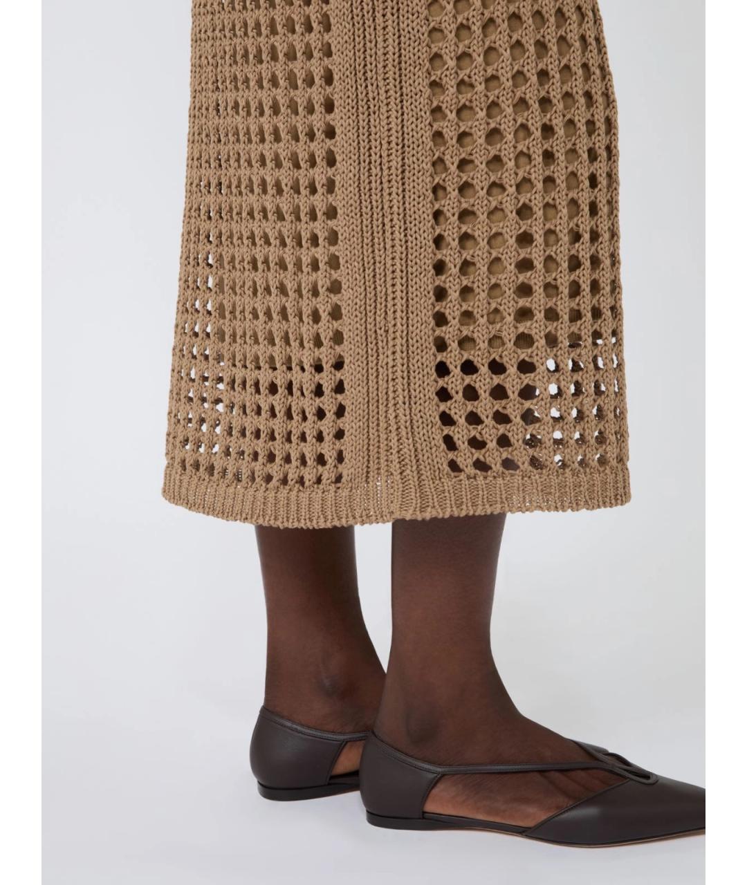 MAX MARA Коричневая хлопковая юбка макси, фото 5