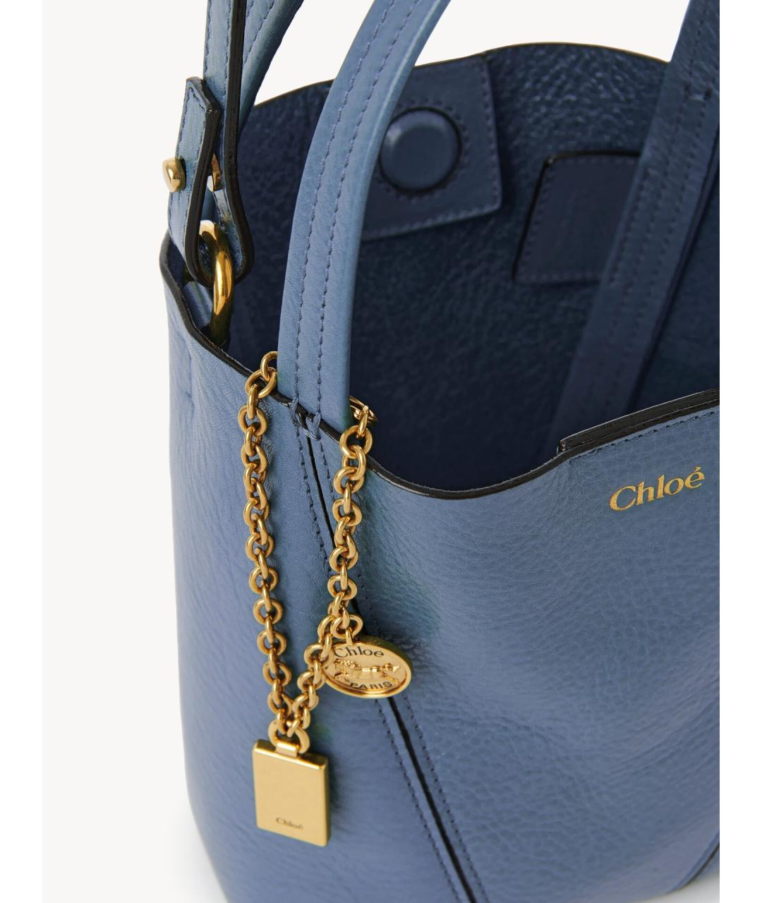 CHLOE Голубая кожаная сумка тоут, фото 6