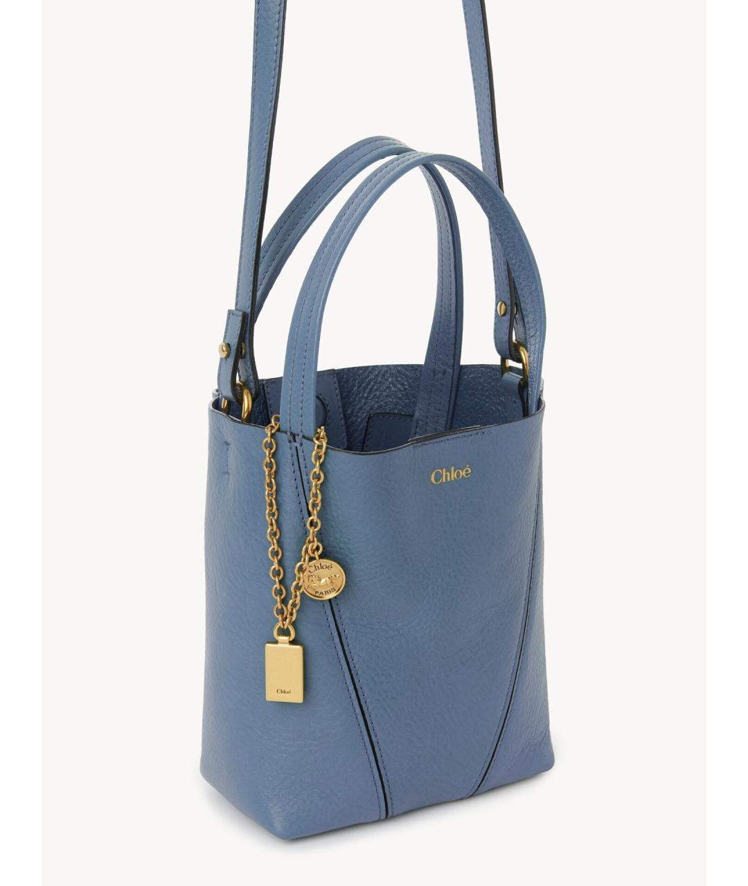 CHLOE Голубая кожаная сумка тоут, фото 5