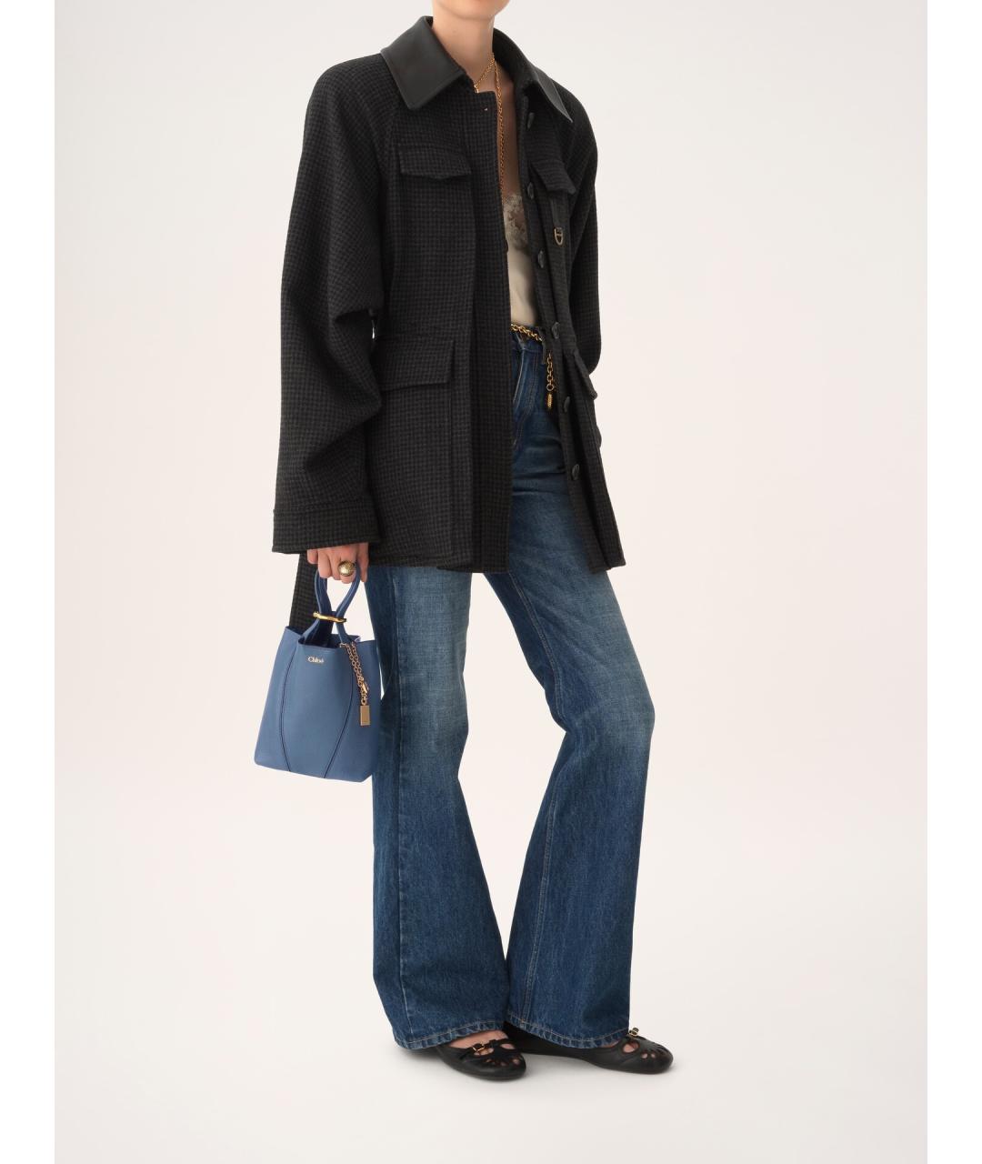 CHLOE Голубая кожаная сумка тоут, фото 7