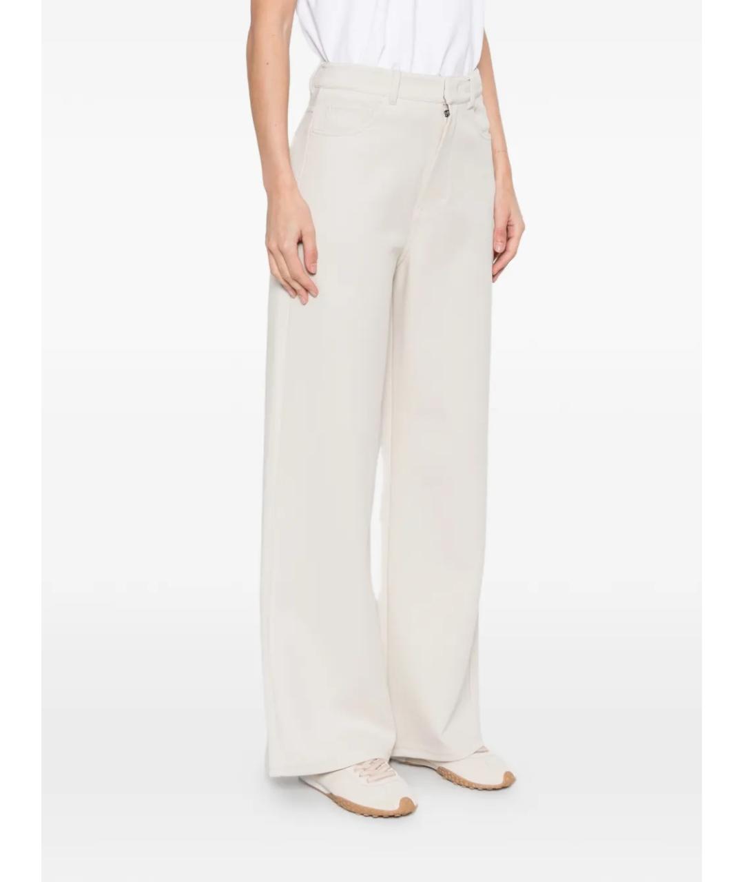 'S MAX MARA Белые хлопковые прямые брюки, фото 3