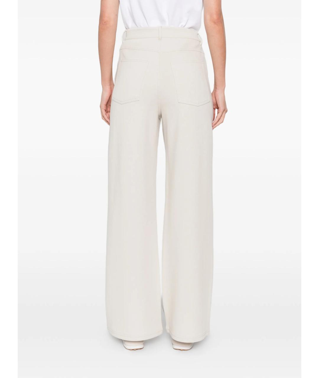 'S MAX MARA Белые хлопковые прямые брюки, фото 4