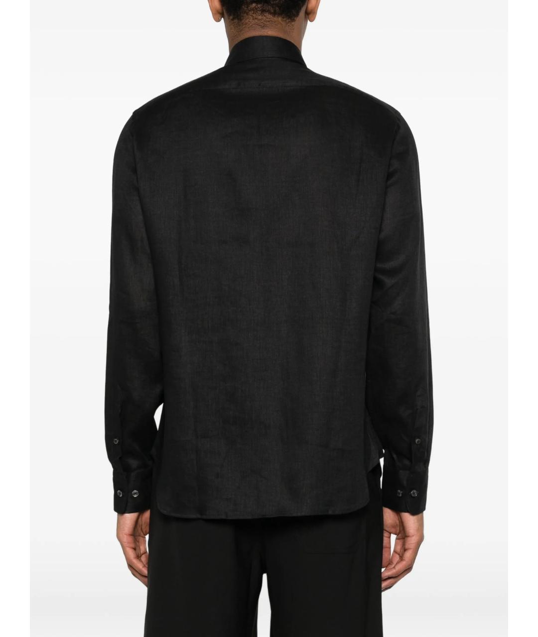 120% LINO Черная льняная кэжуал рубашка, фото 4
