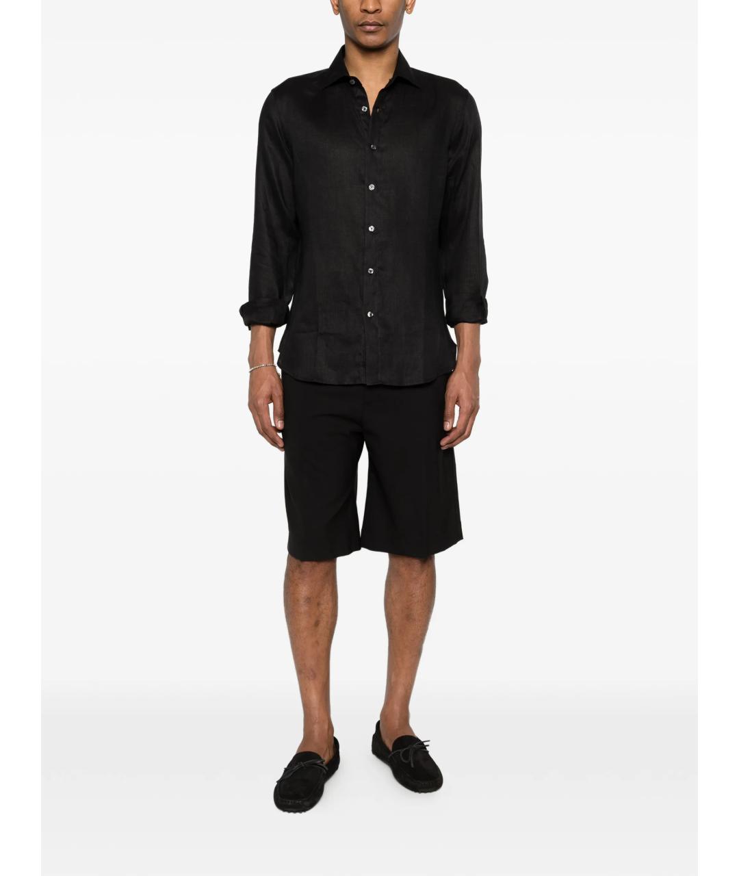 120% LINO Черная льняная кэжуал рубашка, фото 2