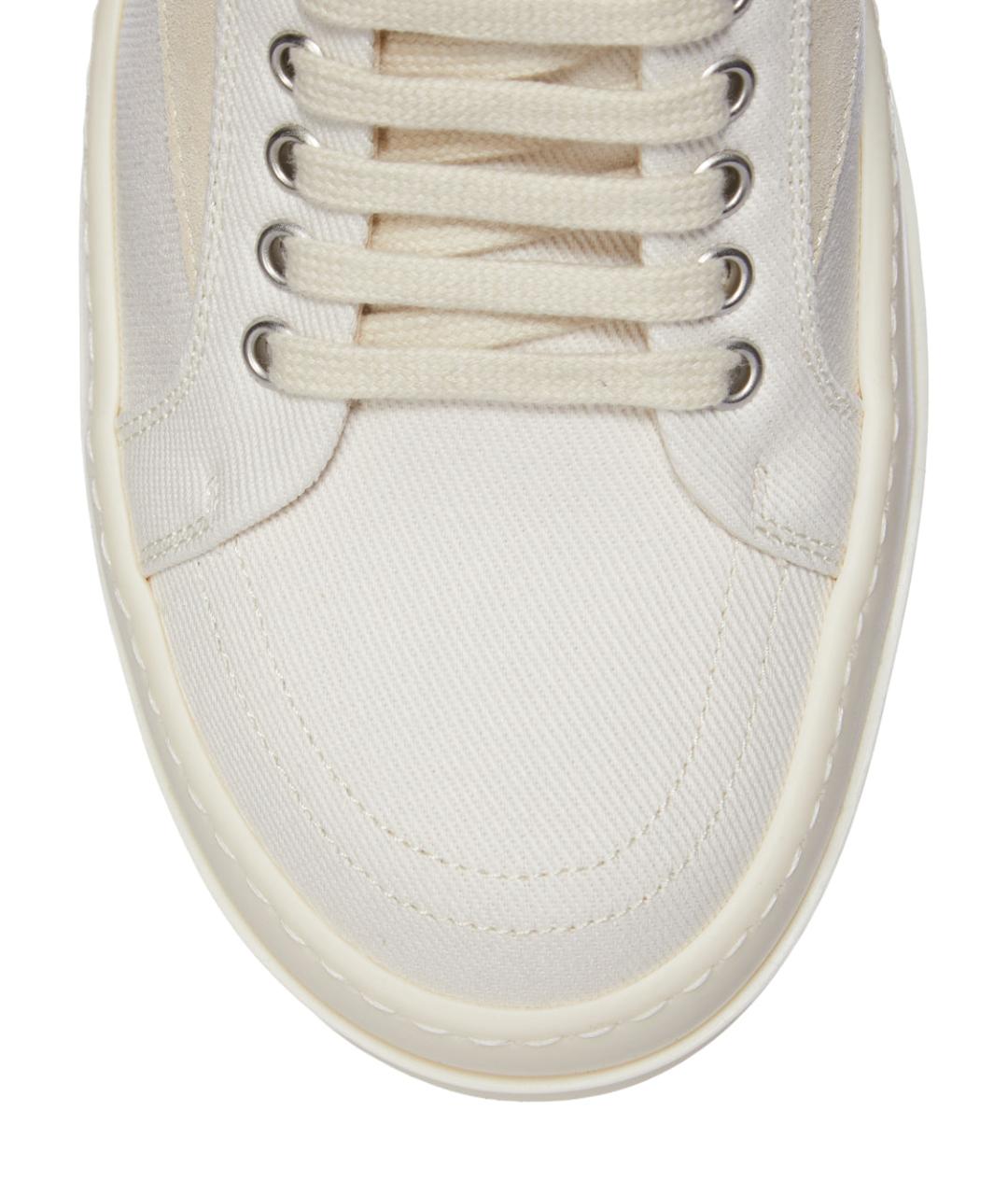 RICK OWENS DRKSHDW Белые текстильные низкие кроссовки / кеды, фото 6