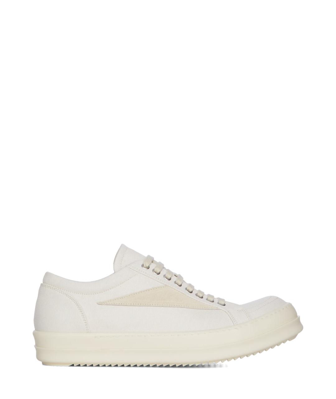 RICK OWENS DRKSHDW Белые текстильные низкие кроссовки / кеды, фото 1