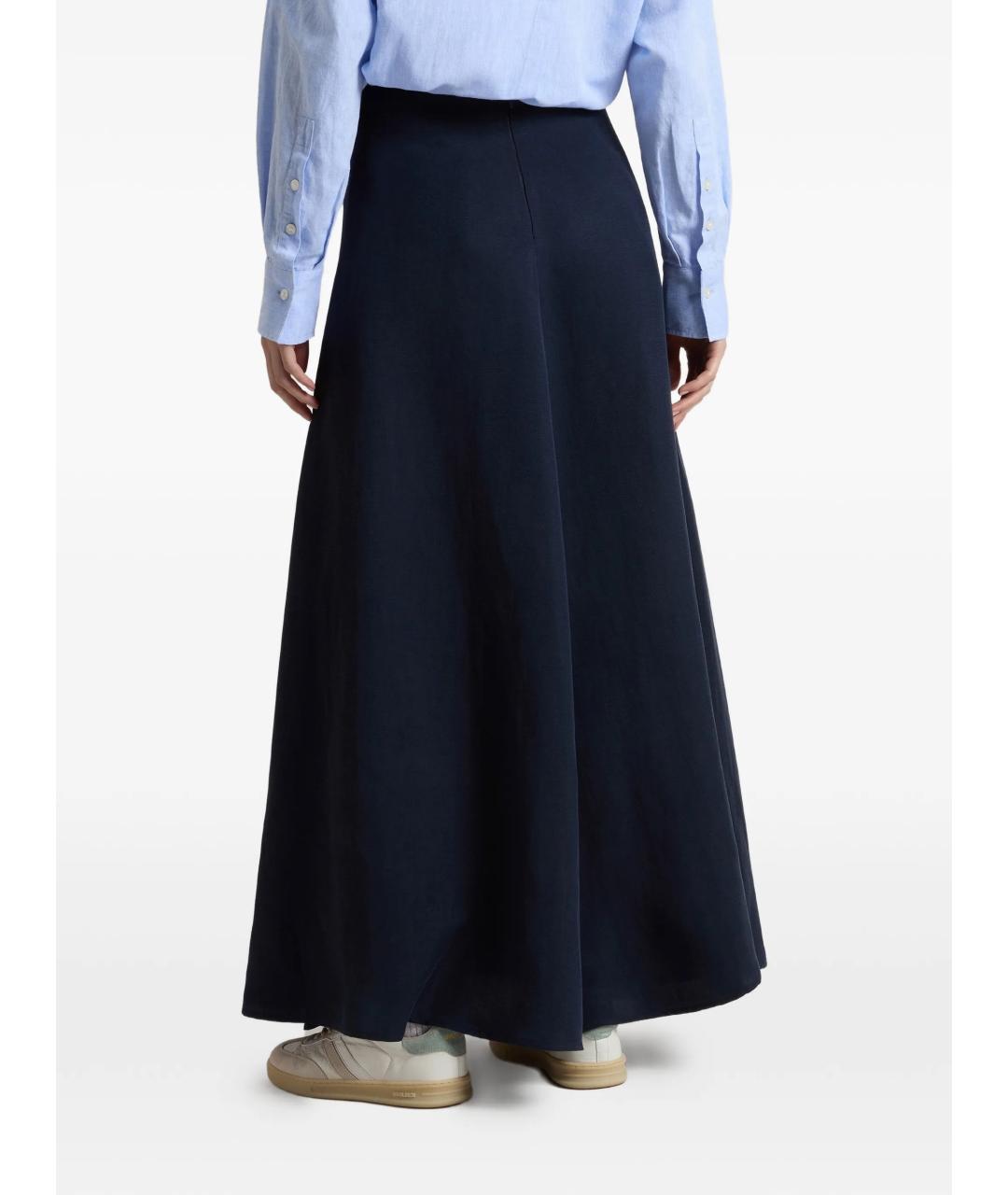WOOLRICH Синяя льняная юбка макси, фото 3