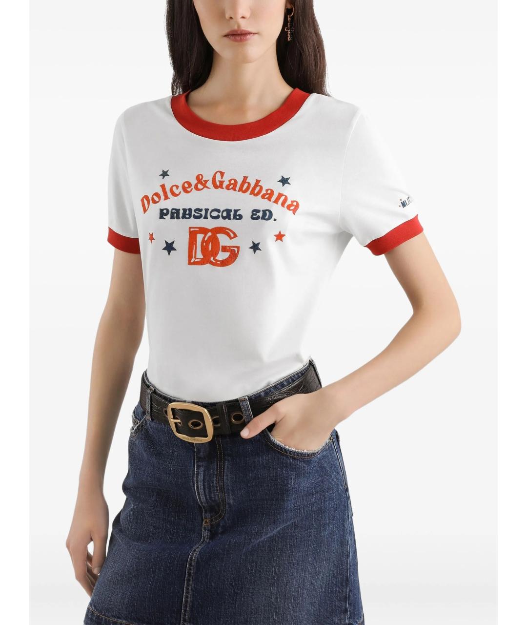 DOLCE&GABBANA Белая хлопковая футболка, фото 4