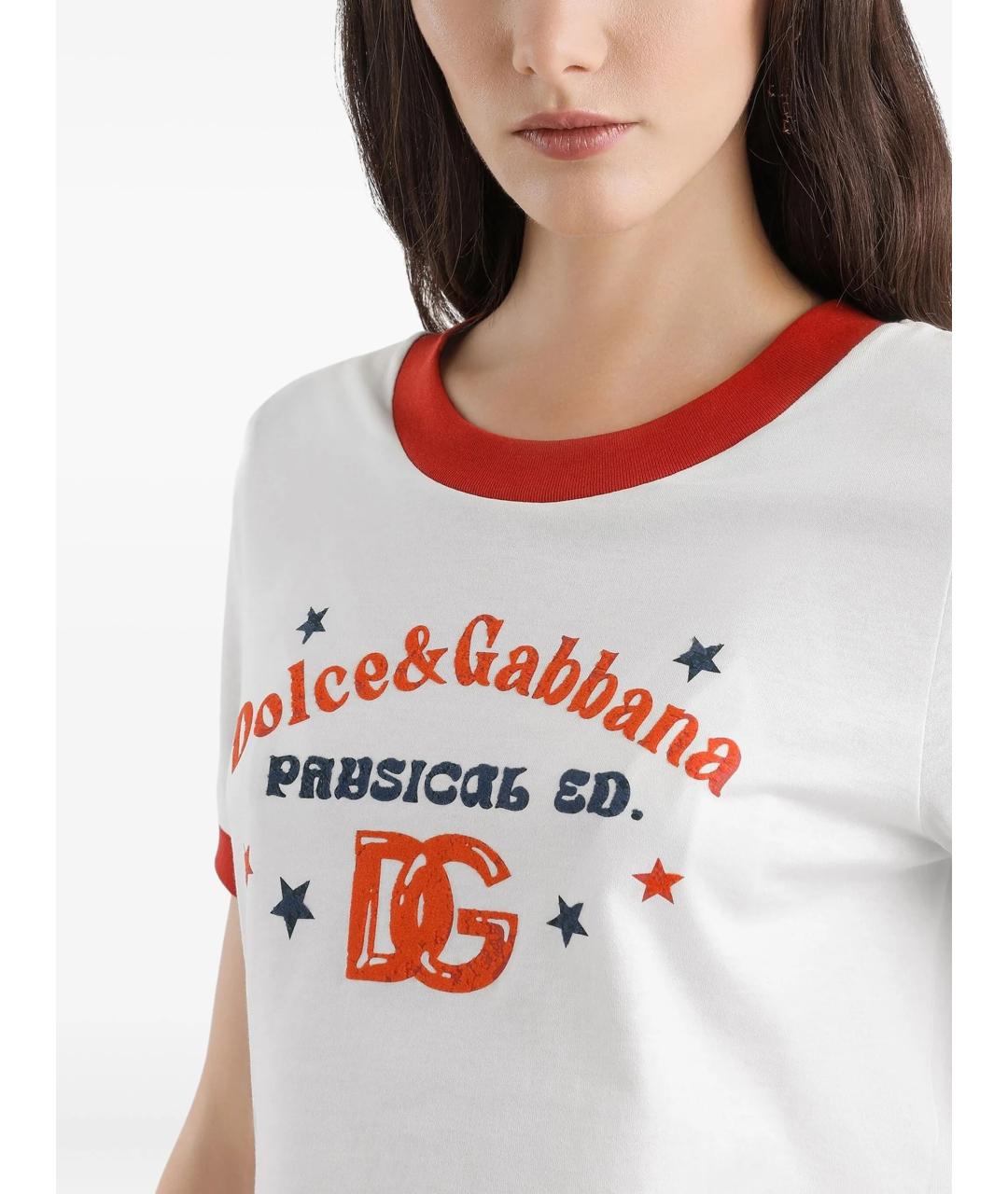 DOLCE&GABBANA Белая хлопковая футболка, фото 5